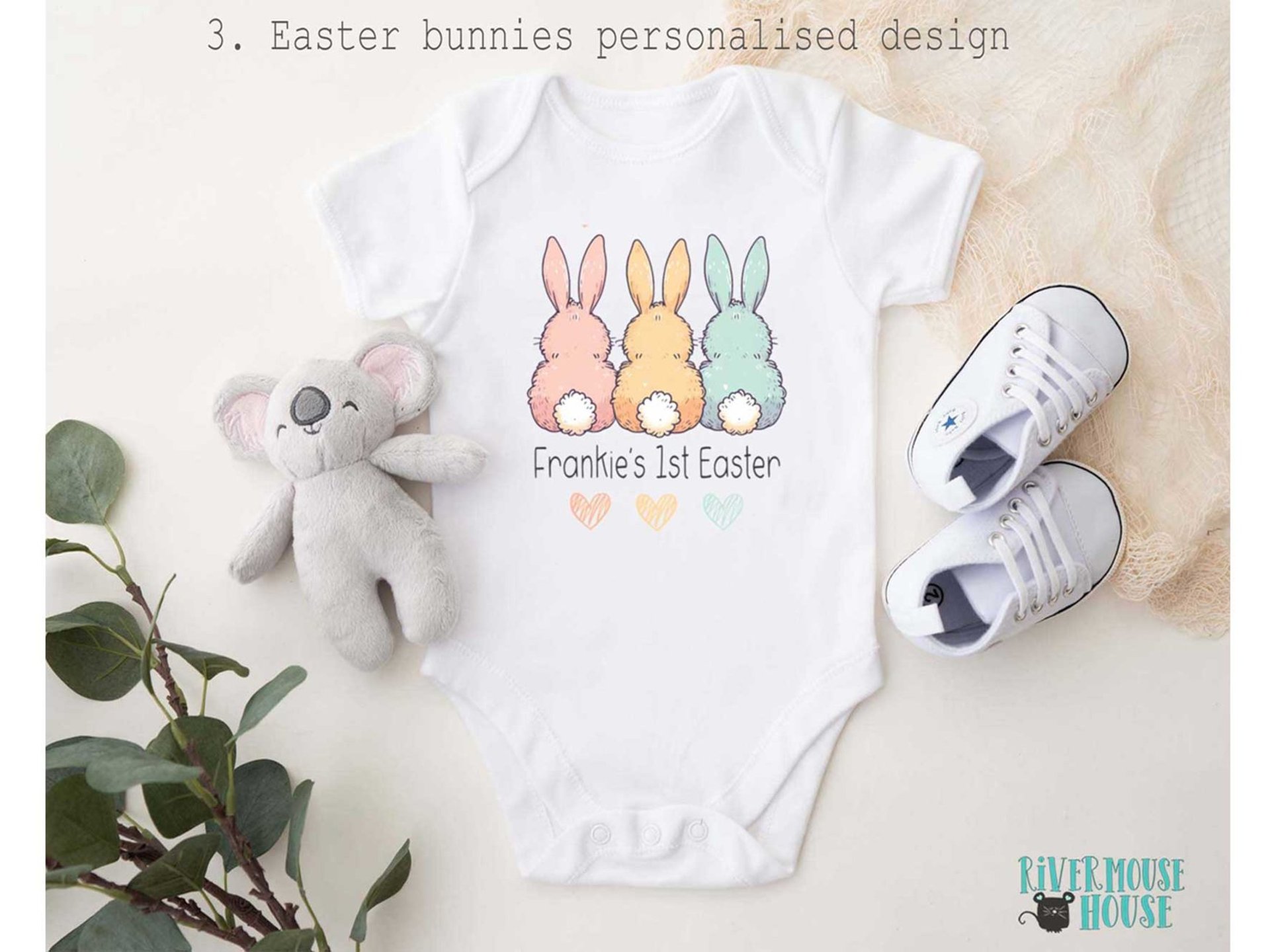 All the bunnies love me personalised baby bodysuit, My 1st Easter bunny butt outfit, Choose from 4 cute designs