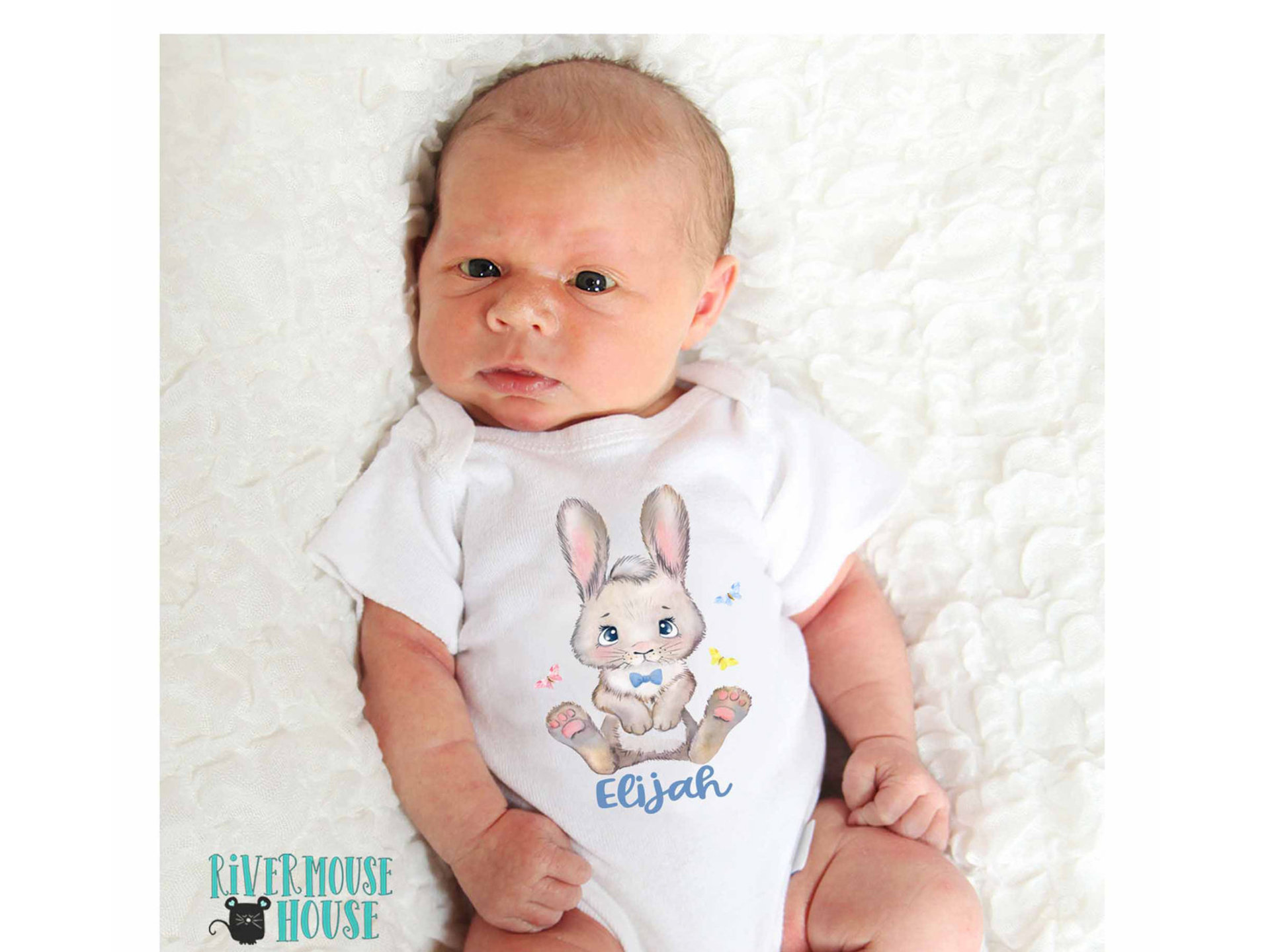 Baby Bunny Personalised Bodysuit, First Easter Rabbit Romper