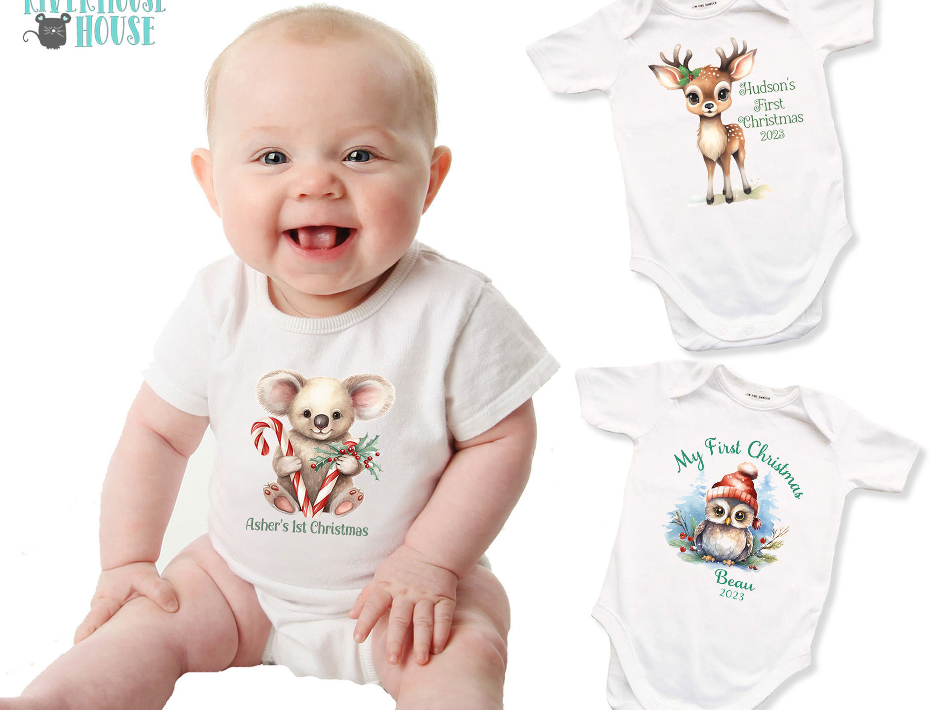 First Christmas Baby Koala Personalised Little Aussie Xmas Romper