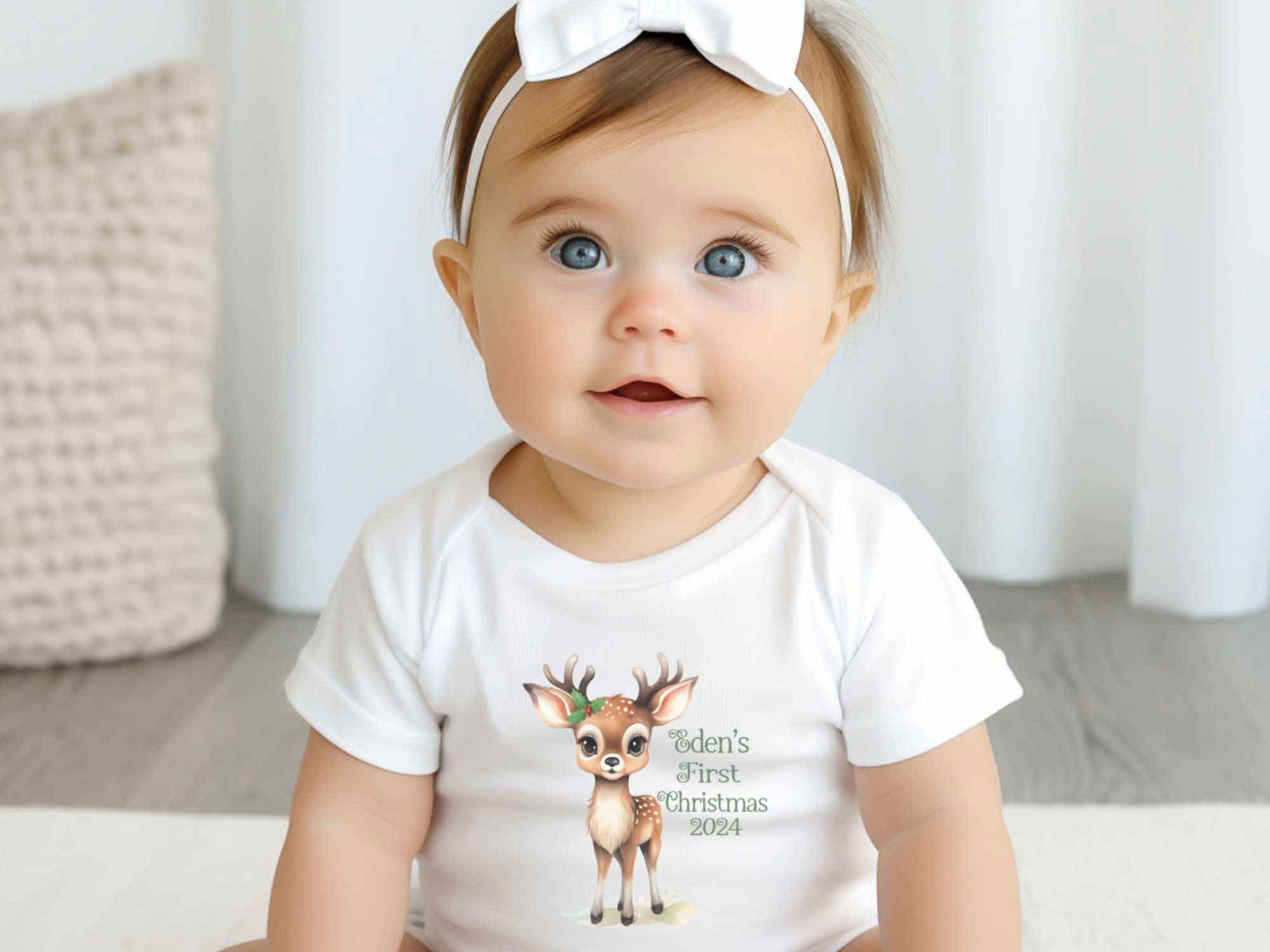 First Christmas baby reindeer personalised bodysuit 2024