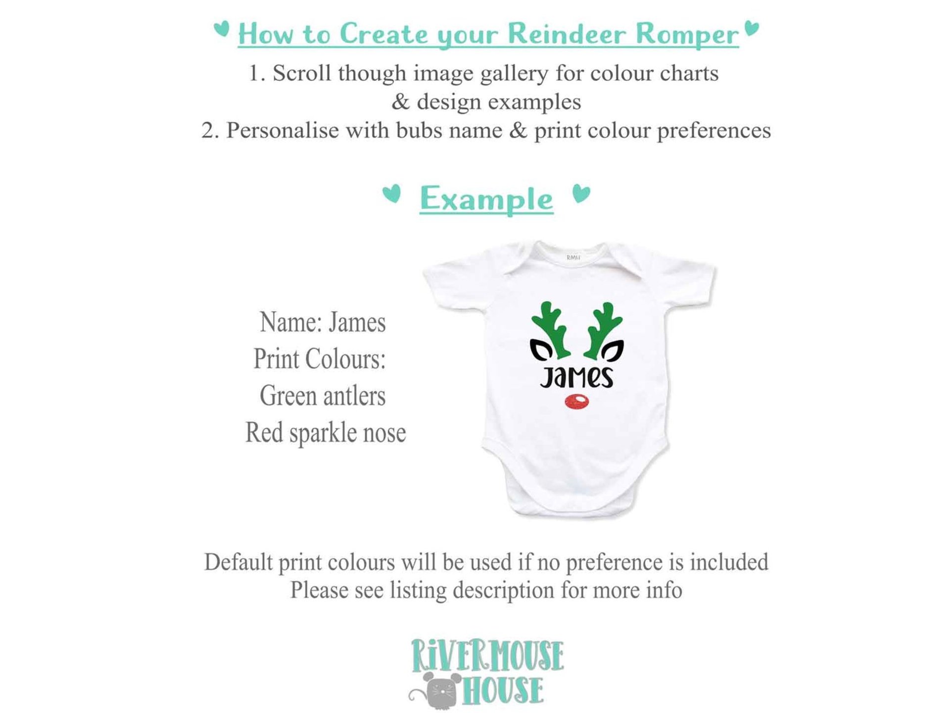 Personalised Christmas baby rudolf reindeer romper first Xmas gift