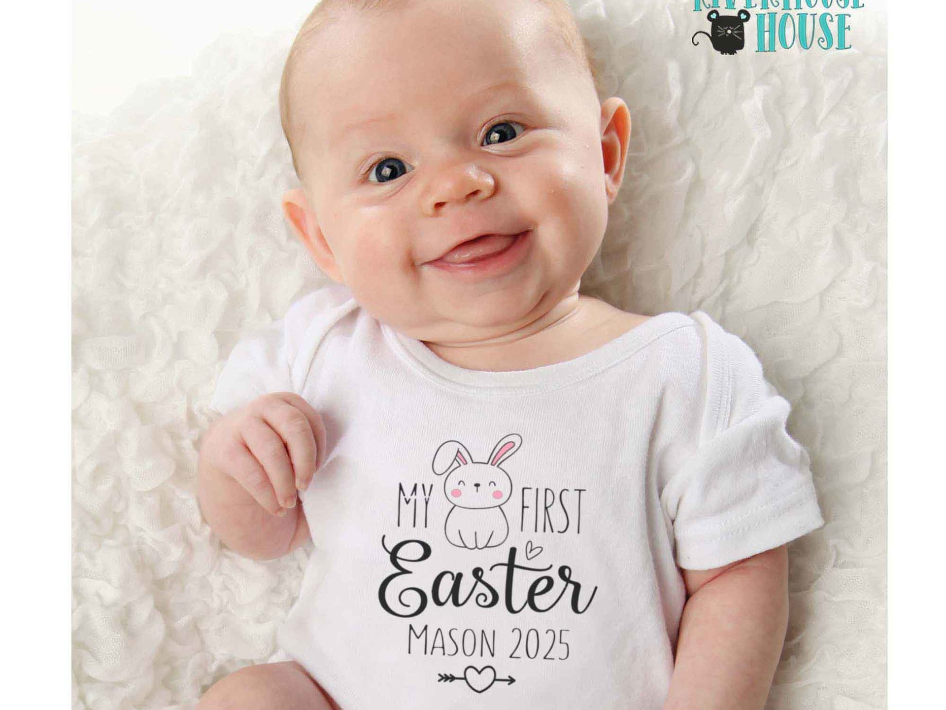 My First Easter personalised baby bodysuit, Custom name 2025 little bunny romper
