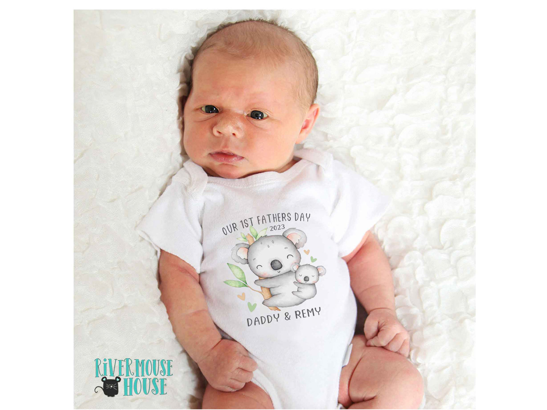 Koala Baby First Fathers Day Personalised Daddy & Bubs Australian Animals Bodysuit