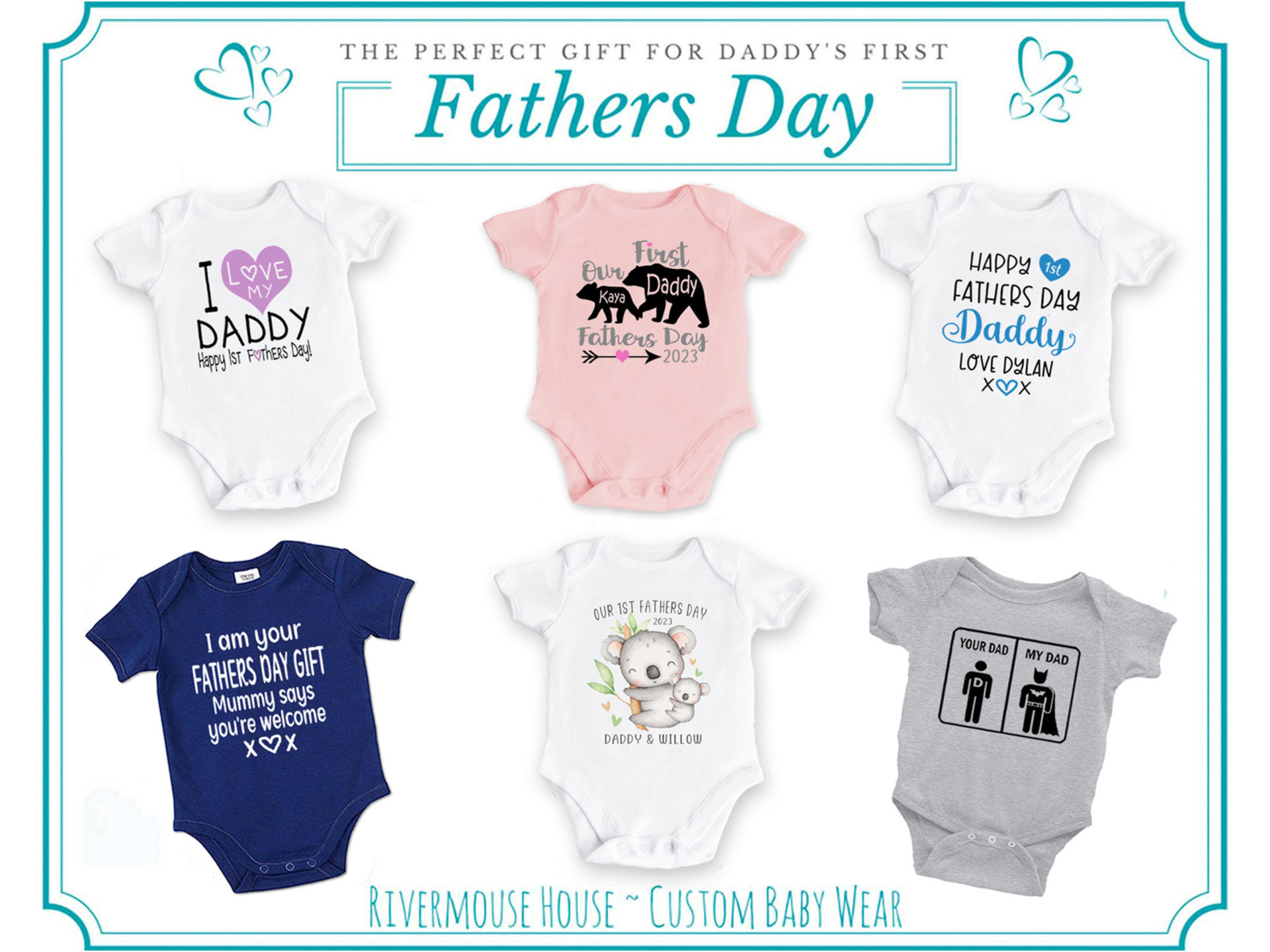Our First Fathers Day Personalised Daddy + Baby Bear 2024 Design