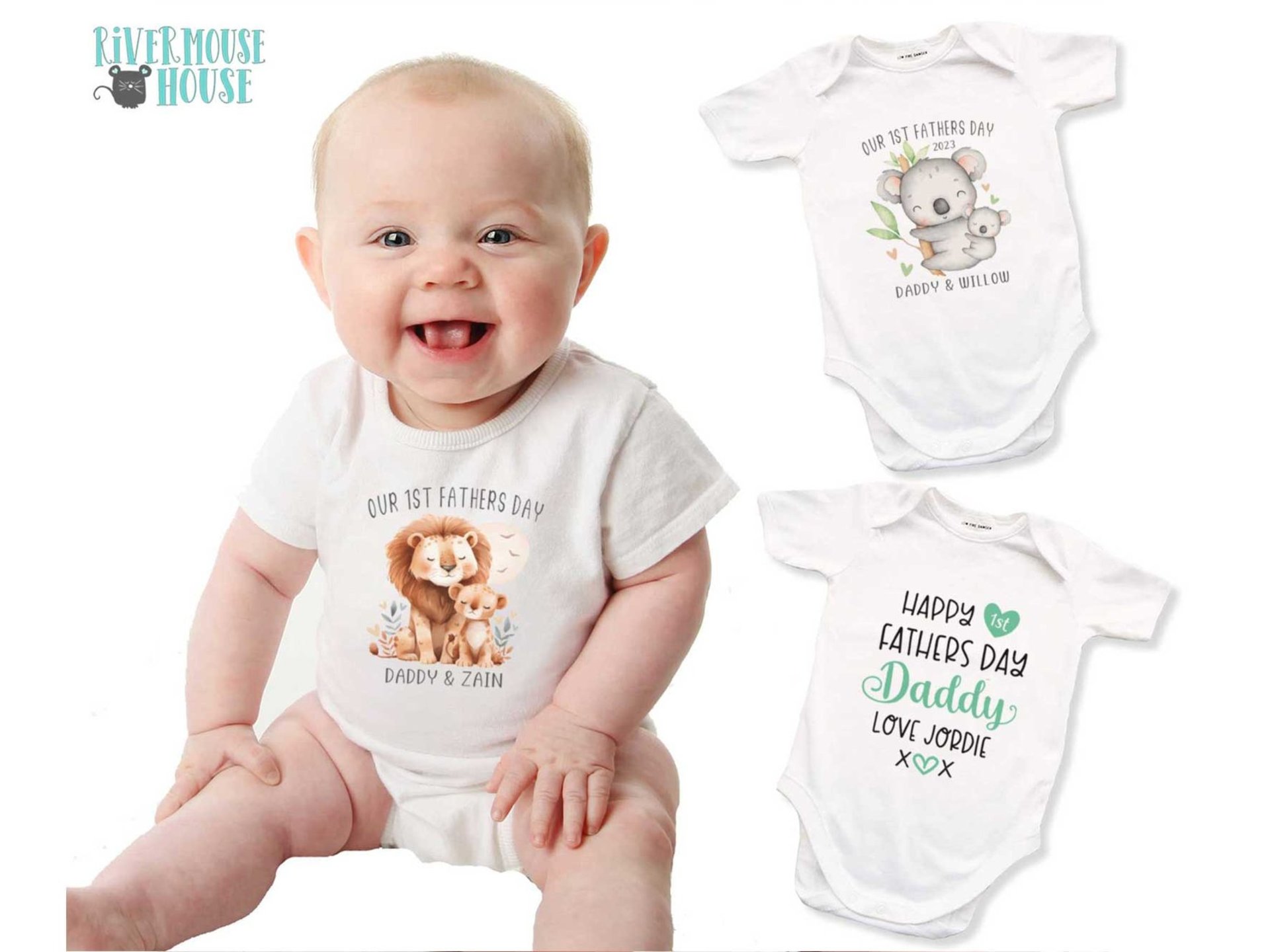 First Fathers day Daddy & baby lion cub personalised bodysuit