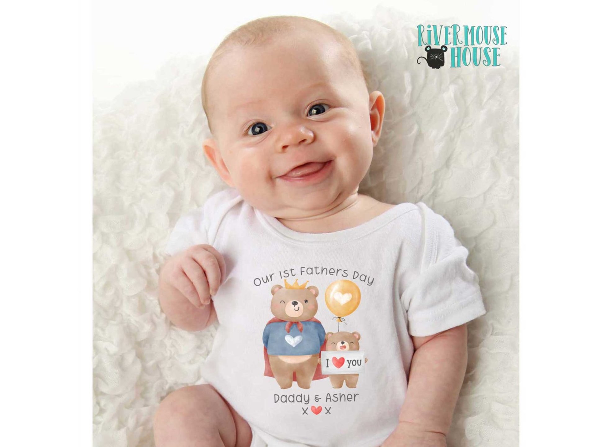 First Fathers day Daddy & baby bear cub personalised bodysuit, I love you gift for Dad