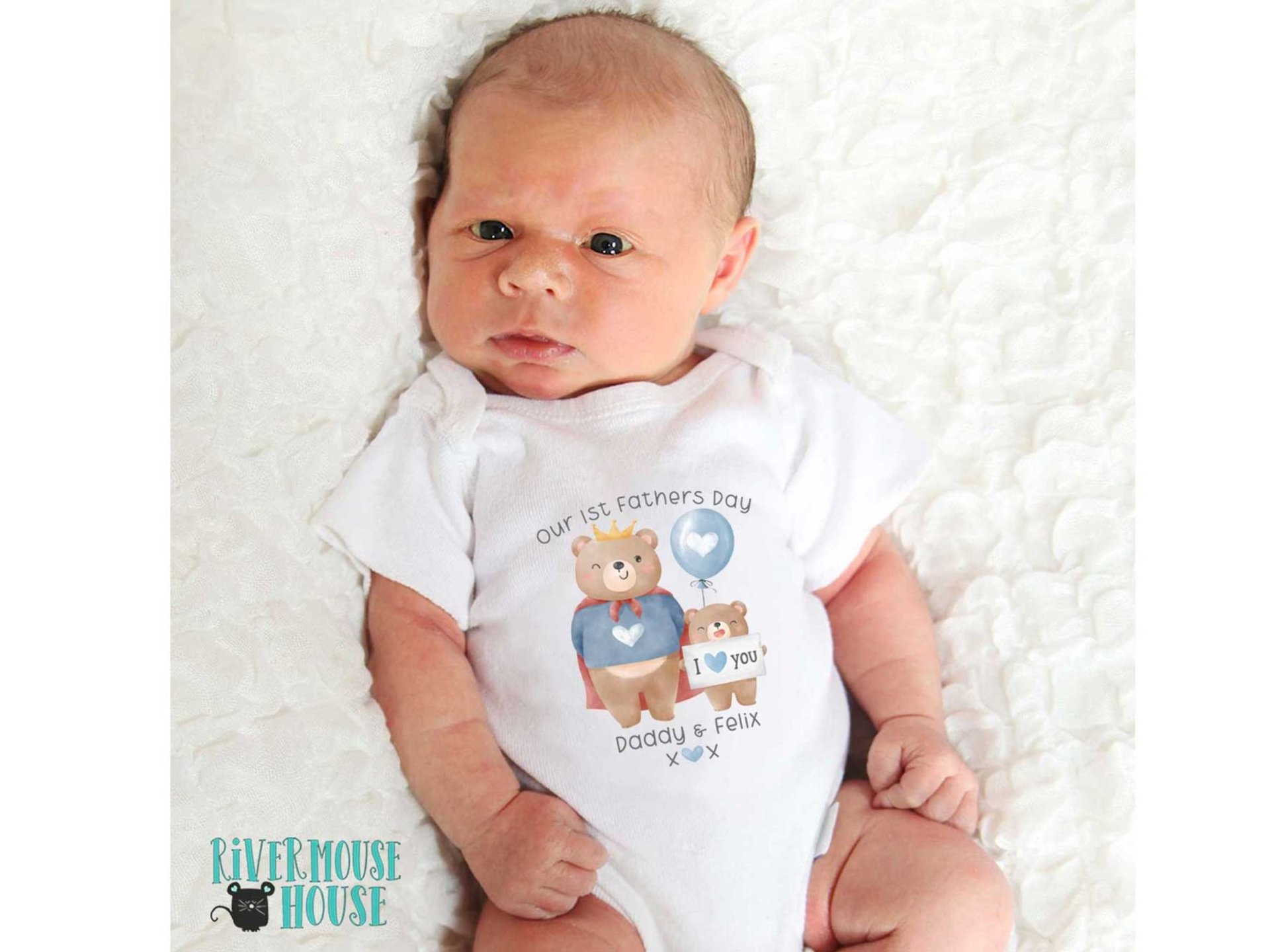 First Fathers day Daddy & baby bear cub personalised bodysuit, I love you gift for Dad