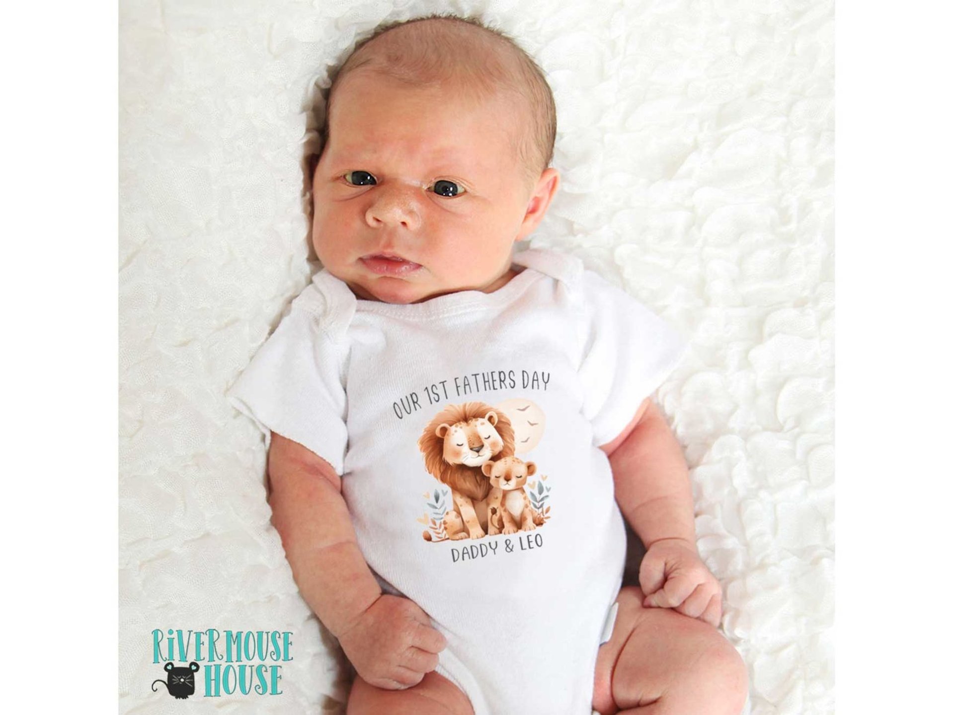 First Fathers day Daddy & baby lion cub personalised bodysuit