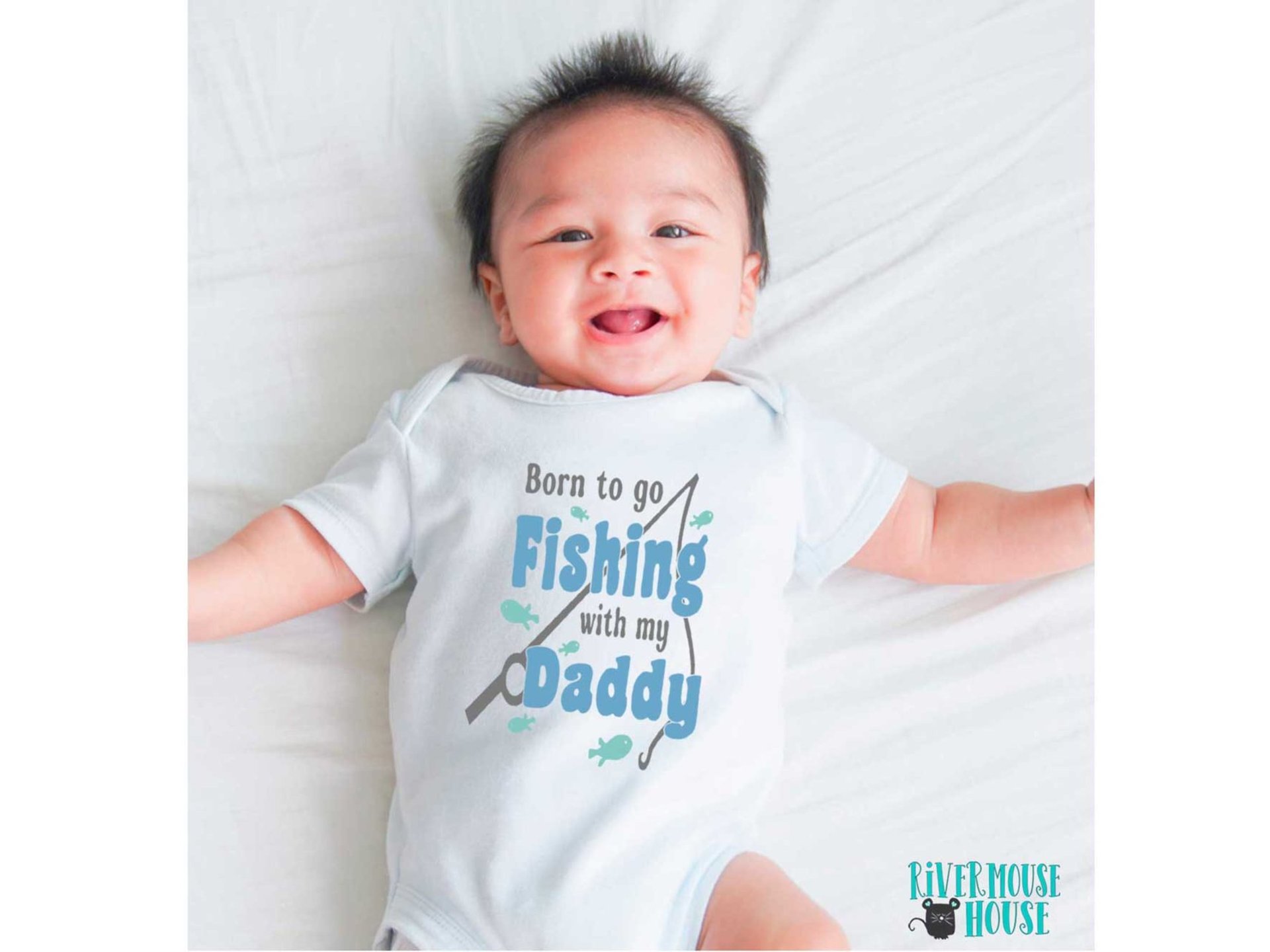 Born To Go Fishing Personalised Baby Bodysuit, Customised to suit your family fishing fan