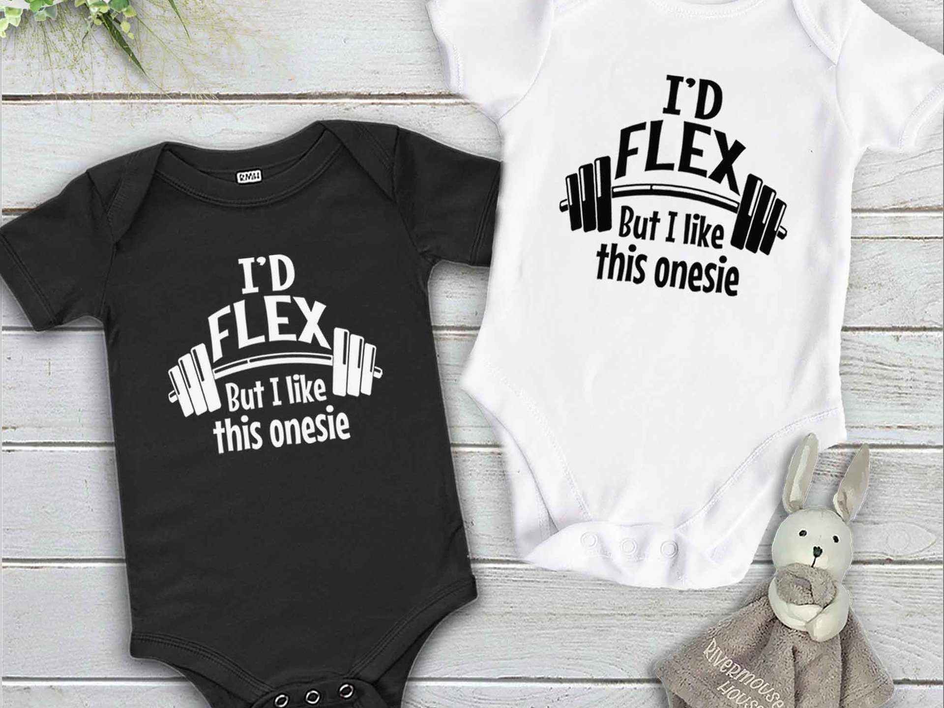 Funny Gym Baby Bodysuit, I'd Flex But I Like This Onesie Work Out Romper