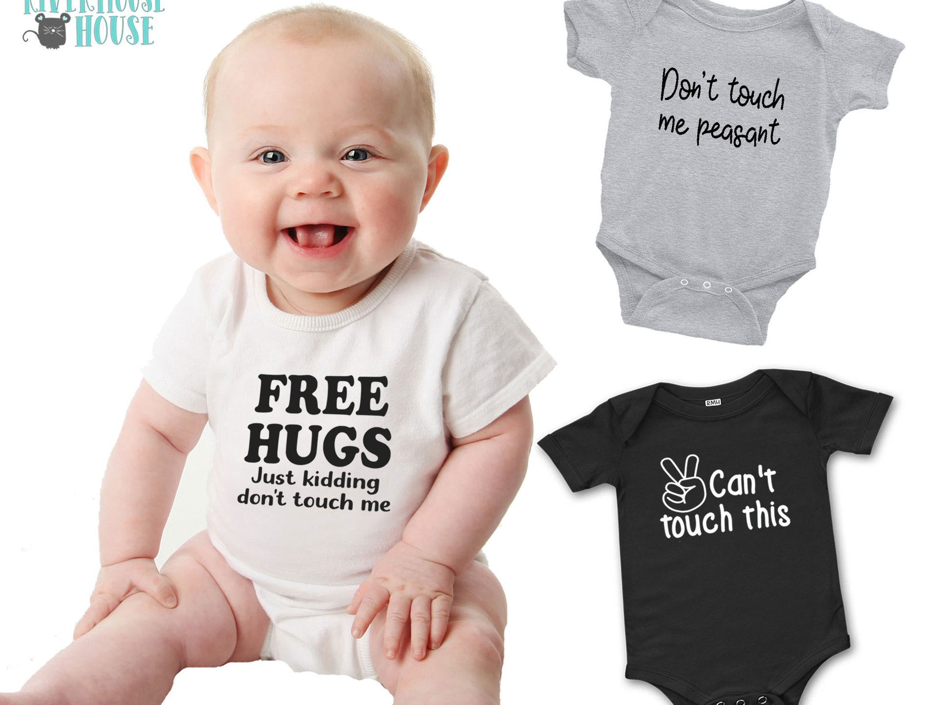 Free Hugs - Just kidding don't touch me funny baby bodysuit