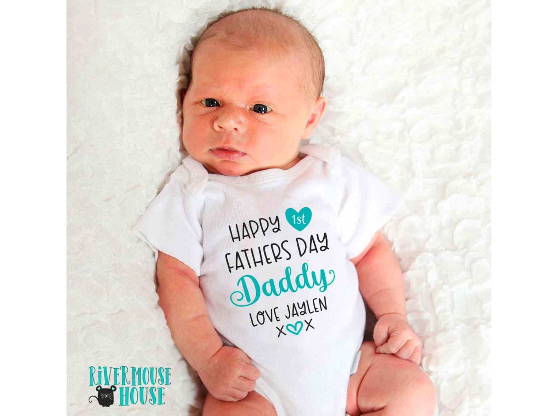 Happy first fathers day Daddy baby bodysuit. A custom personalised gift for Dad with love xo