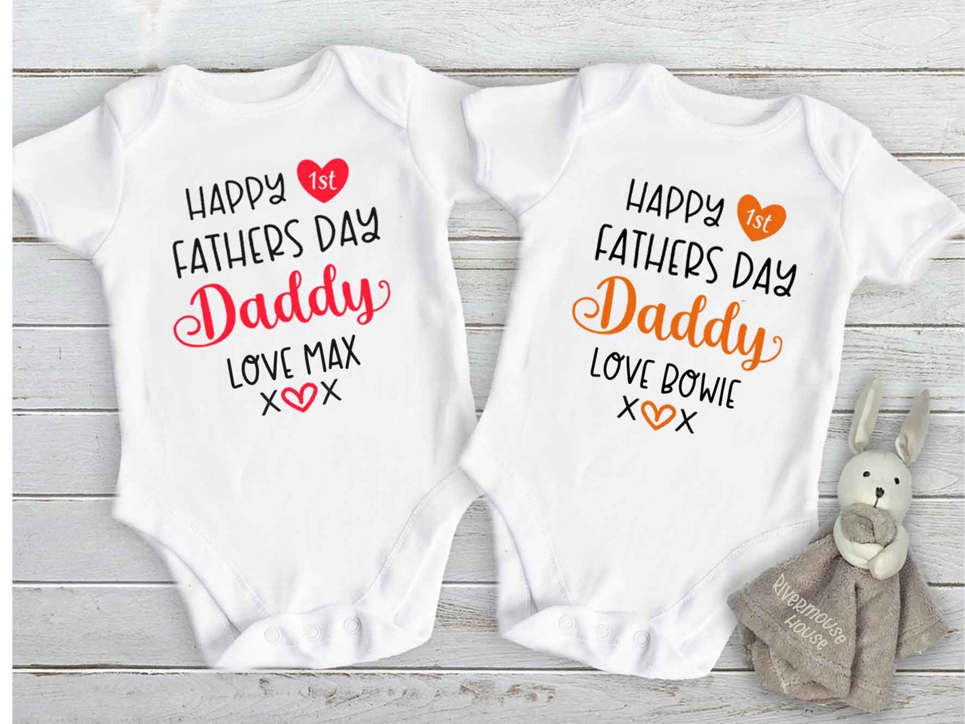 Happy first fathers day Daddy baby bodysuit. A custom personalised gift for Dad with love xo