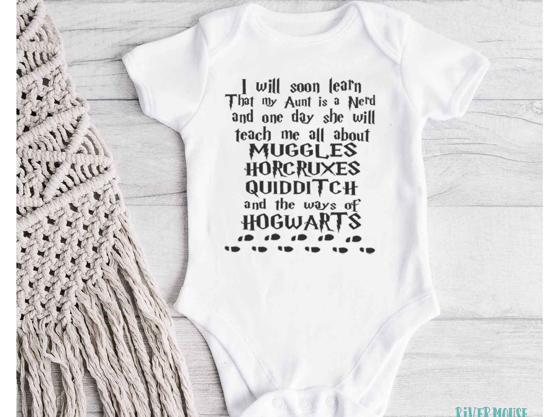 Harry Potter Hogwarts baby onesie, I will soon learn my Aunt is a nerd