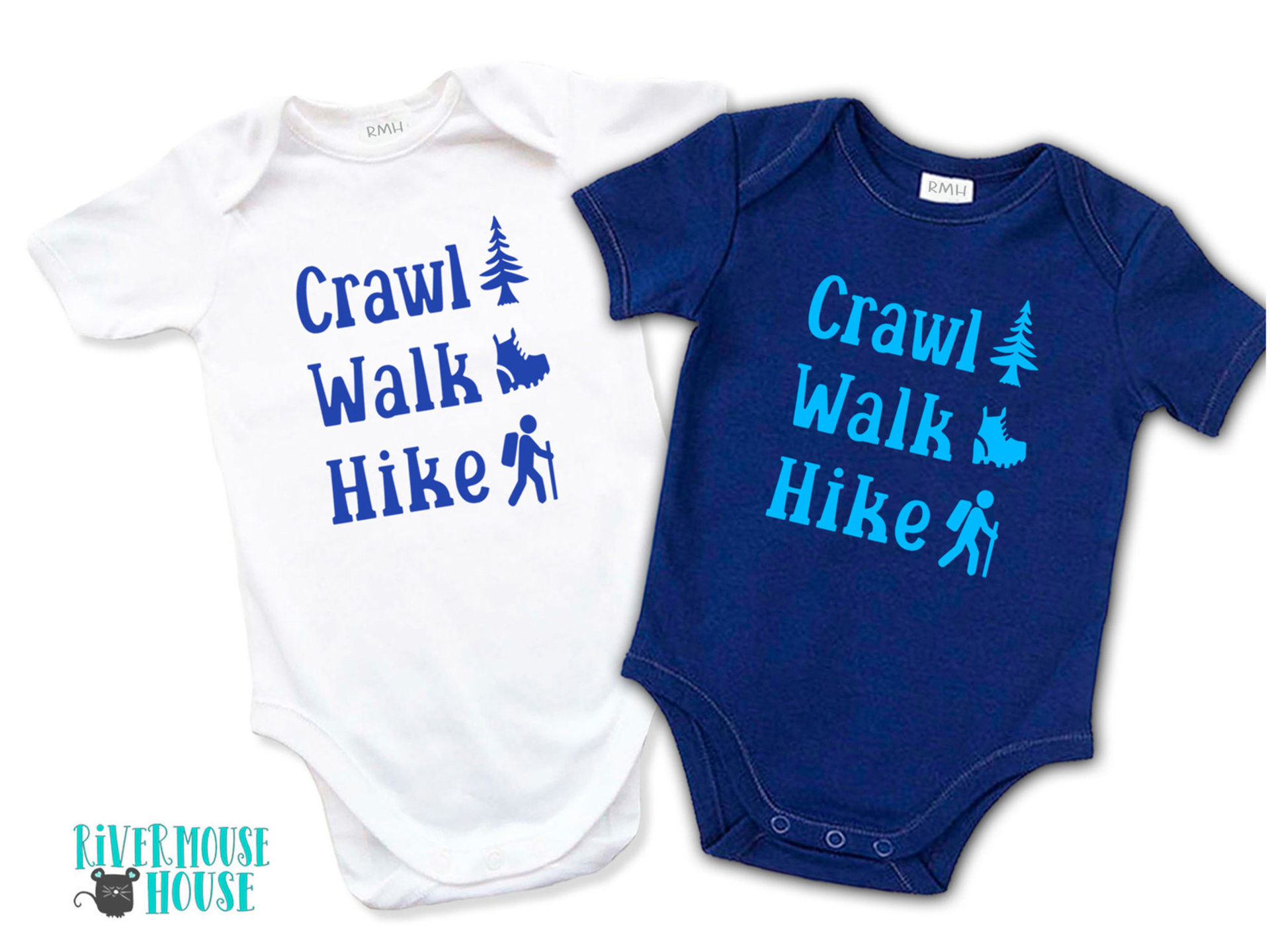 Crawl Walk Hike baby bodysuit, Aussie bush walking kids onesie