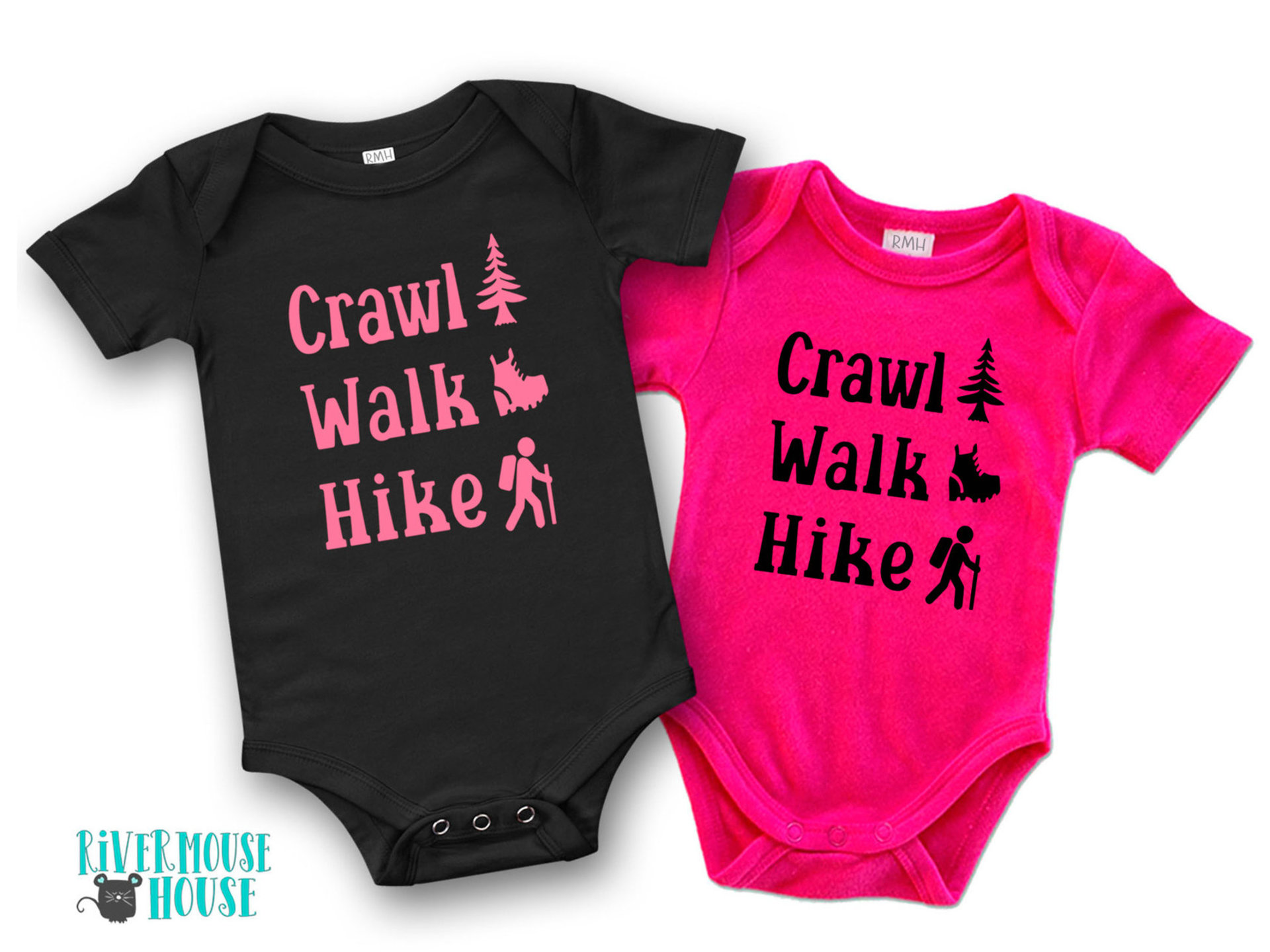 Crawl Walk Hike baby bodysuit, Aussie bush walking kids onesie