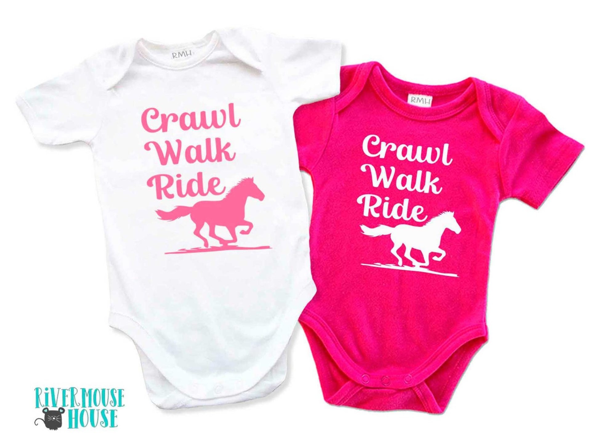 Crawl Walk Ride horse baby bodysuit, Australian brumby kids onesie, custom horse lovers gift
