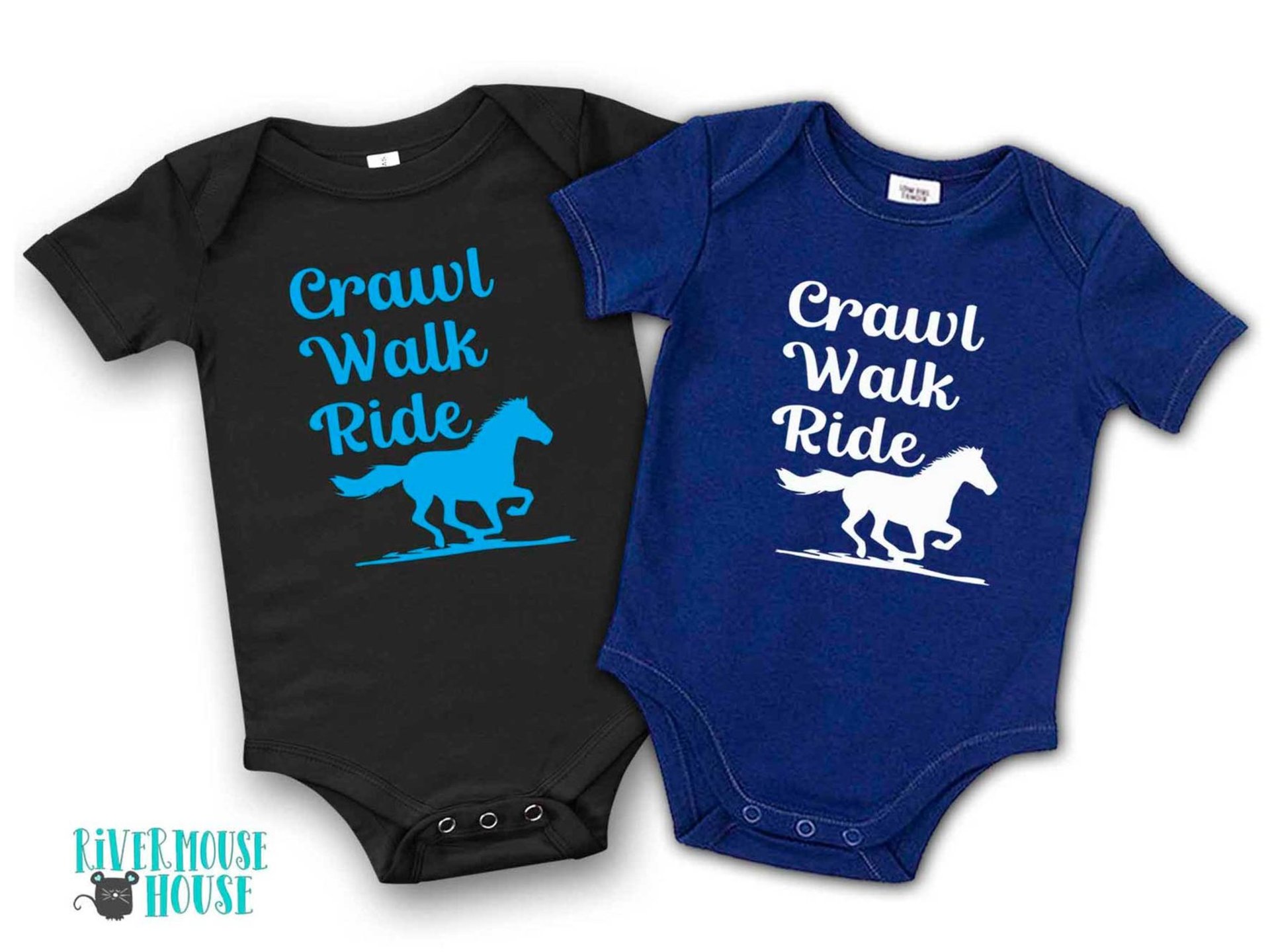 Crawl Walk Ride horse baby bodysuit, Australian brumby kids onesie, custom horse lovers gift