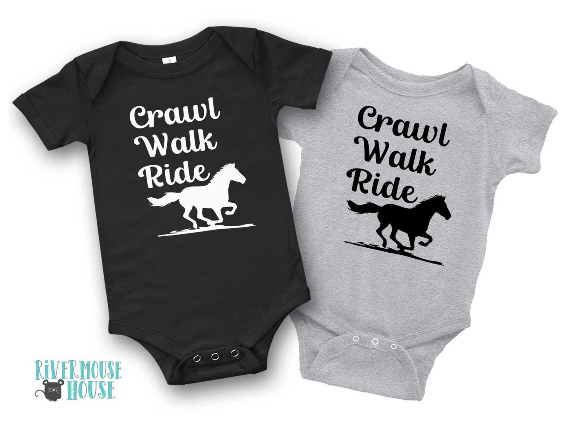Crawl Walk Ride horse baby bodysuit, Australian brumby kids onesie, custom horse lovers gift