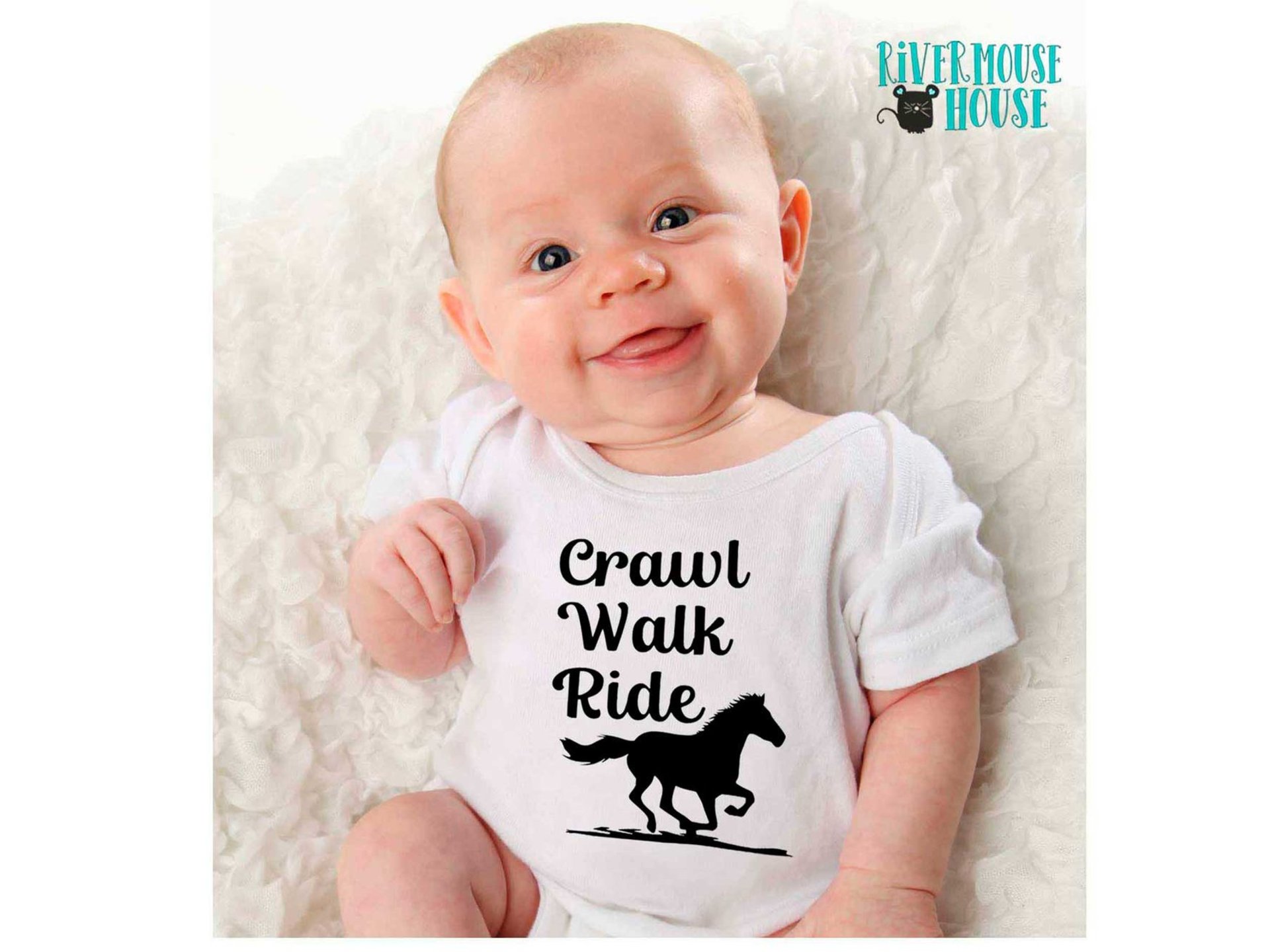Crawl Walk Ride horse baby bodysuit, Australian brumby kids onesie, custom horse lovers gift