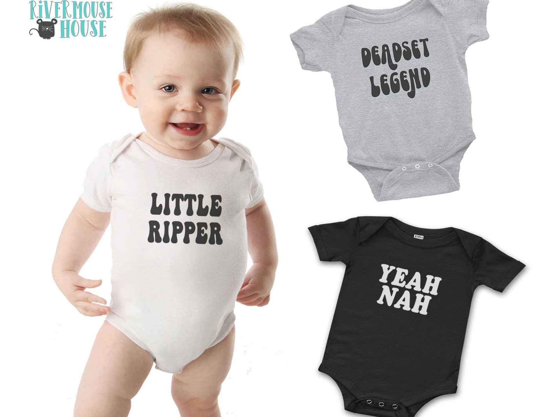 Little Ripper Aussie baby bodysuit, Australian slang retro romper, Size Newborn to toddler romper