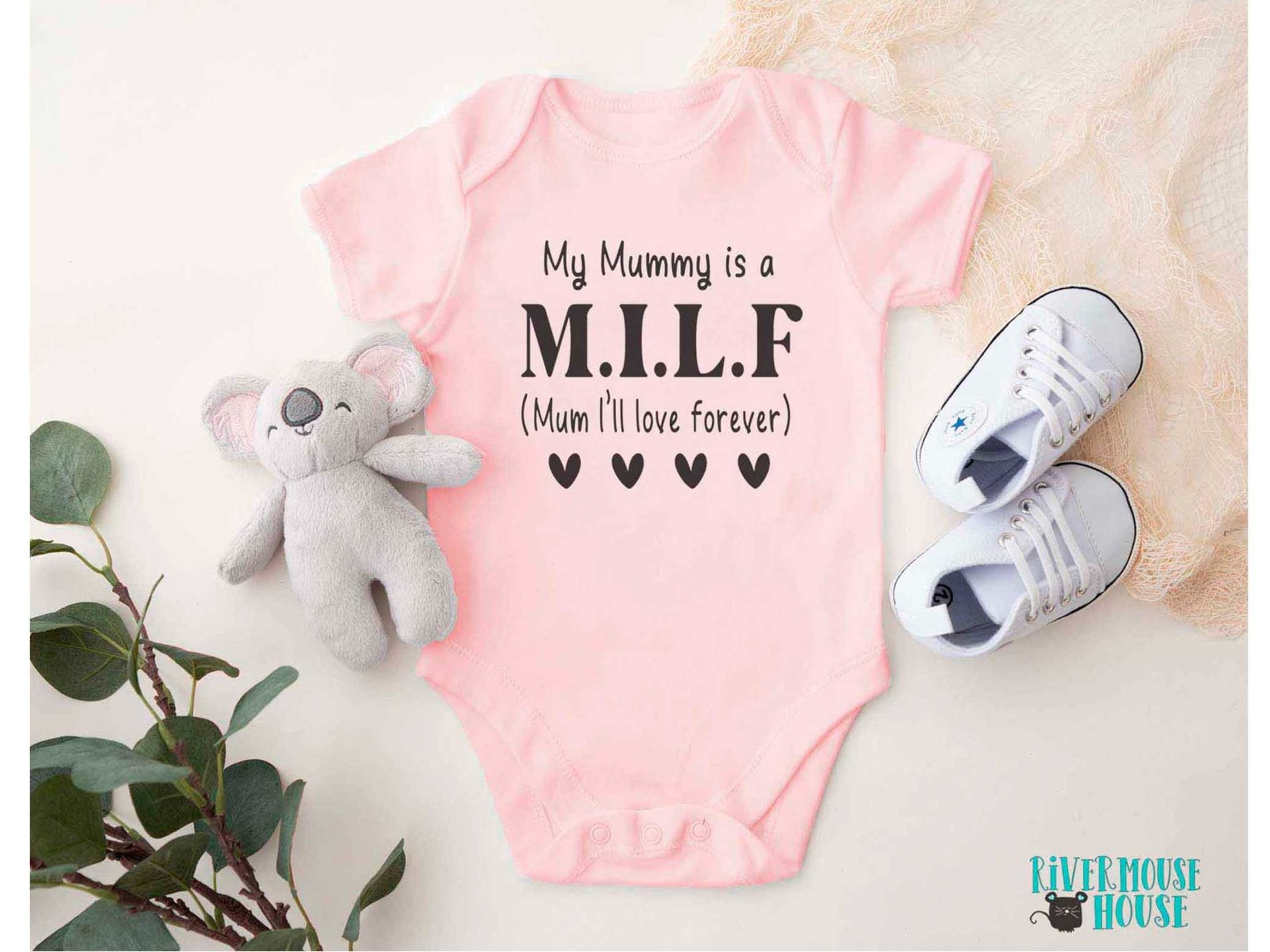 Funny MILF Baby Bodysuit, My Mummy is a M.I.L.F (Mum I'll Love Forever) 