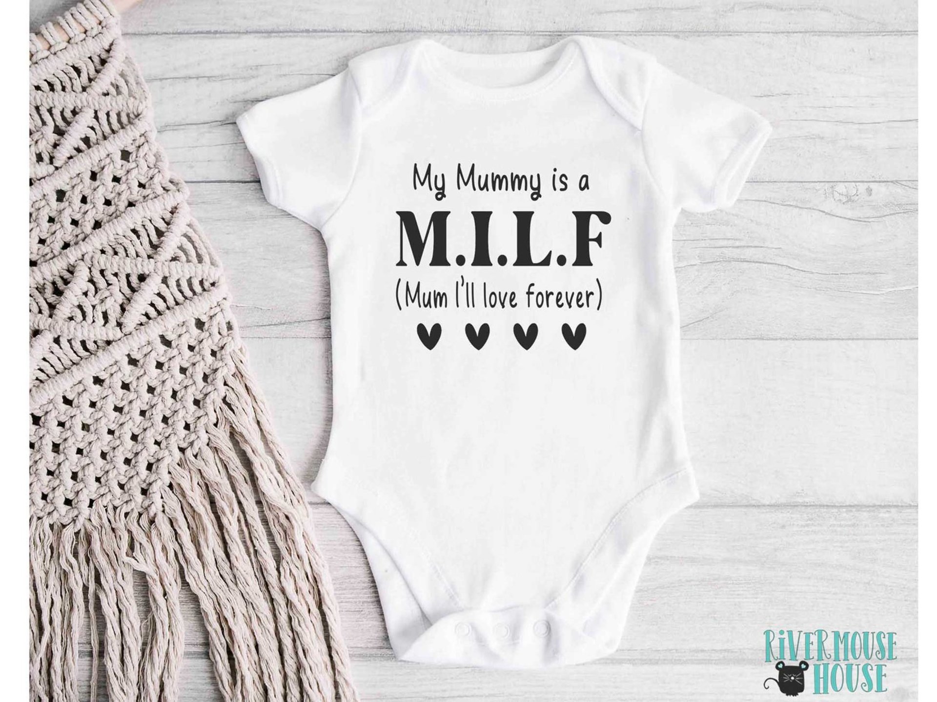 Funny MILF Baby Bodysuit, My Mummy is a M.I.L.F (Mum I'll Love Forever) 