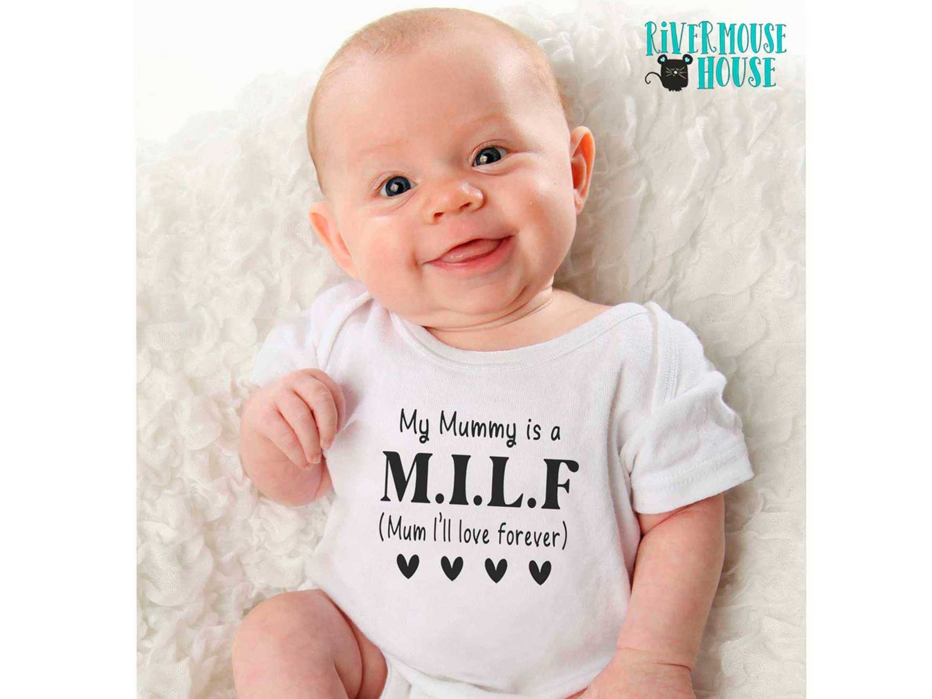 Funny MILF Baby Bodysuit, My Mummy is a M.I.L.F (Mum I'll Love Forever) 