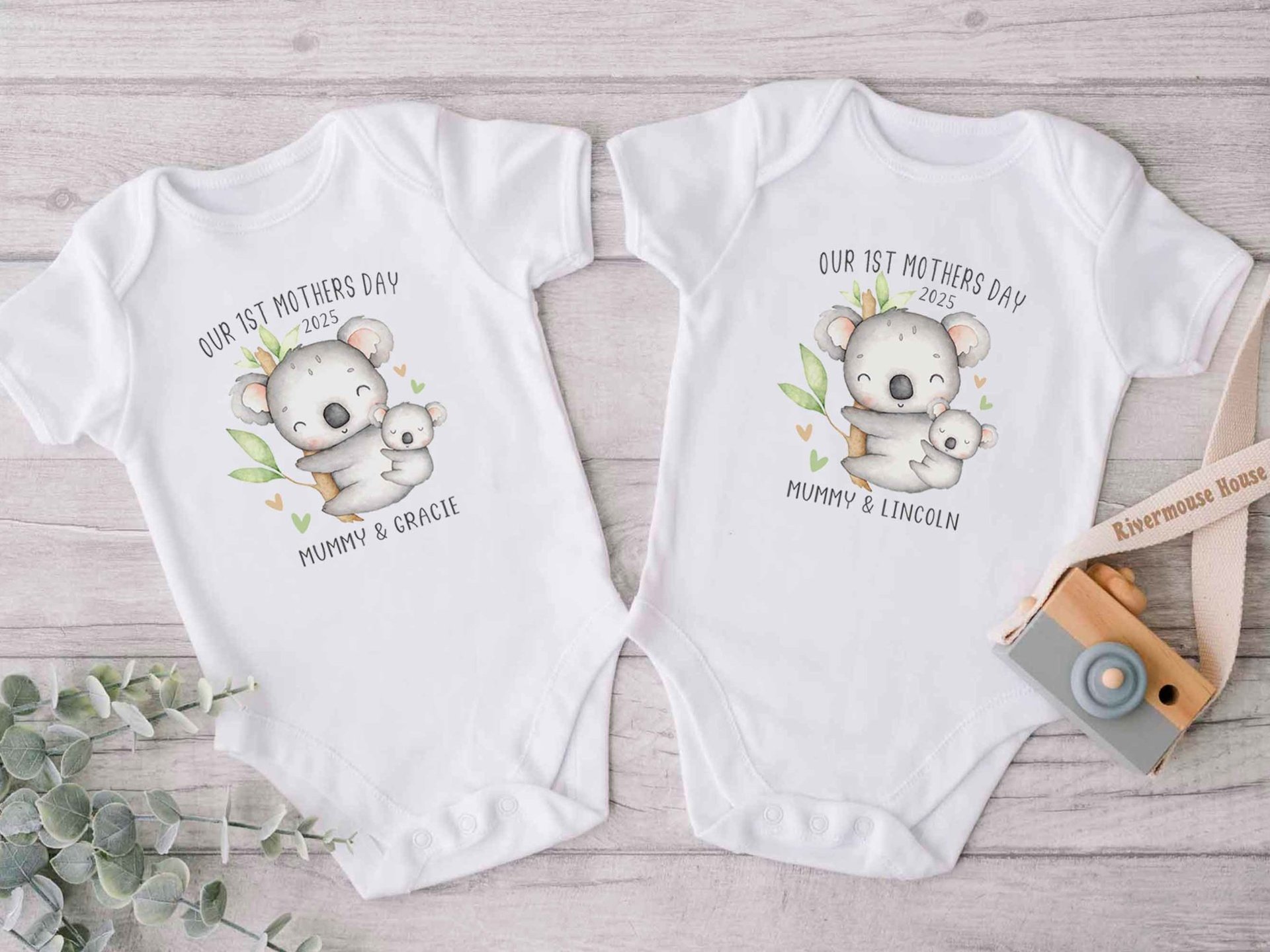 Our First Mothers Day Koala Personalised baby bodysuit, Little aussie gift for Mum & bubs