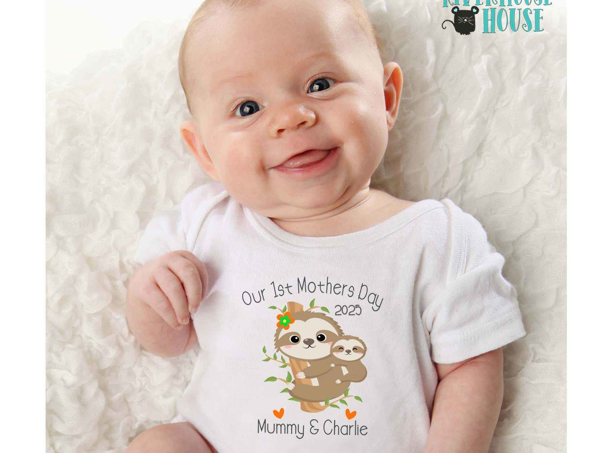First Mothers Day Sloth Personalised Baby Bodysuit, Mummy & Baby Gift