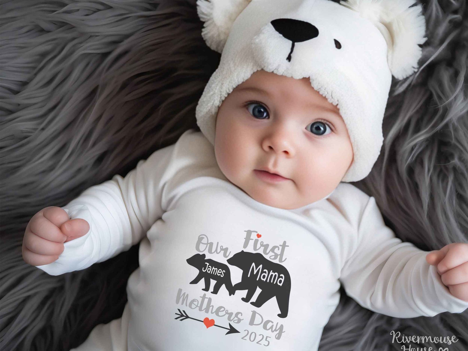Our first mothers day Mama & baby bear 2025 personalised bodysuit, Custom gift for Mummy