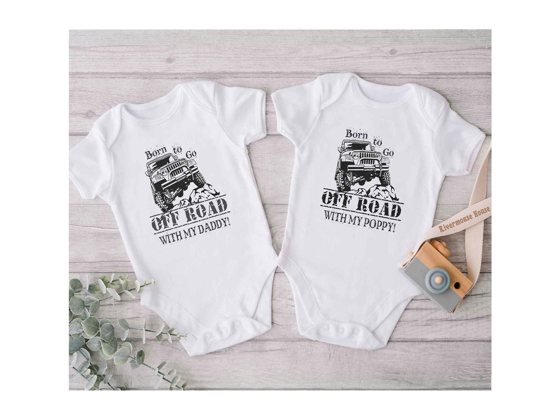Born To Go Off Road with my Dad Baby Bodysuit, Personalised 4WD Car Romper