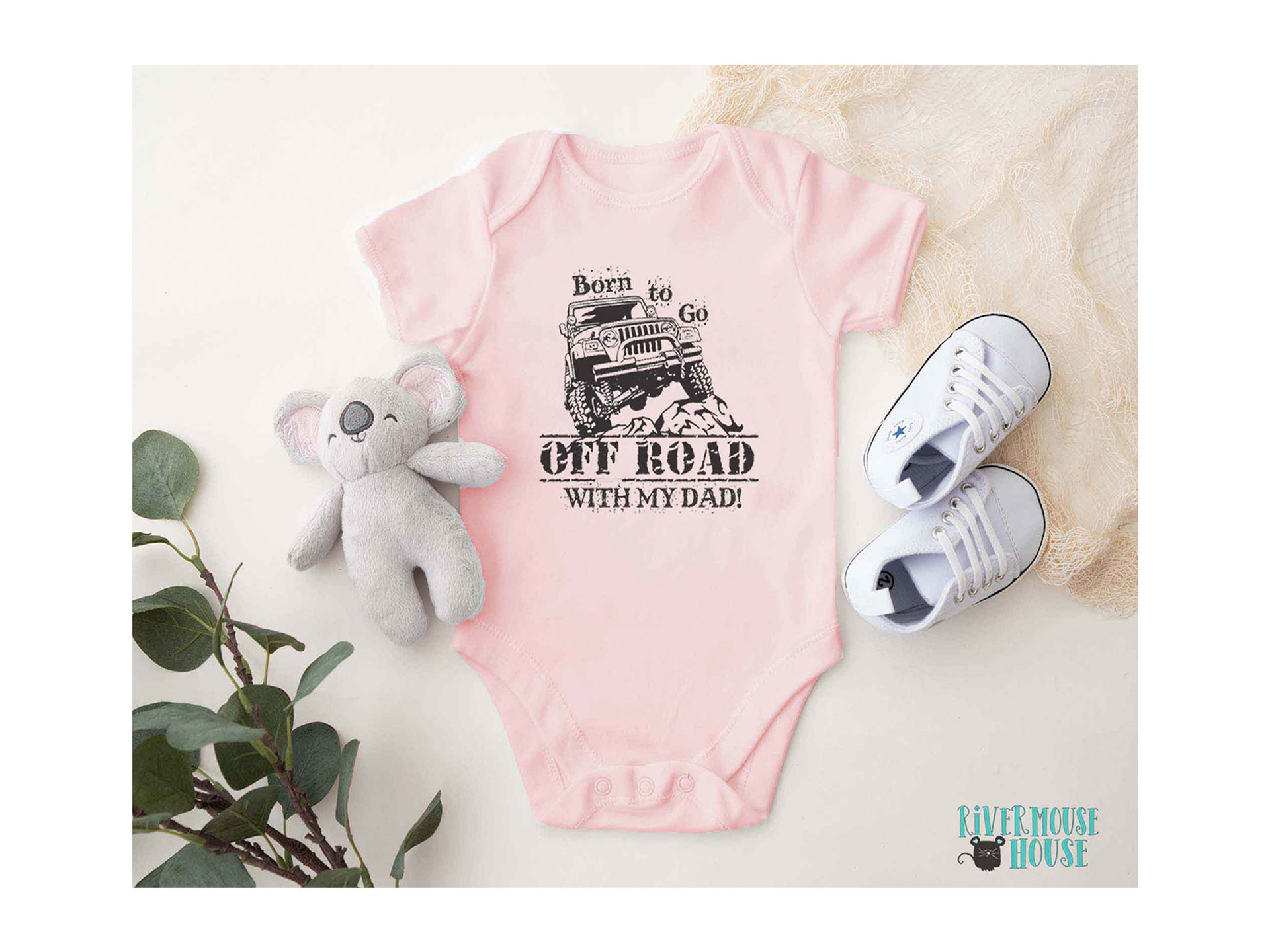 Born To Go Off Road with my Dad Baby Bodysuit, Personalised 4WD Car Romper