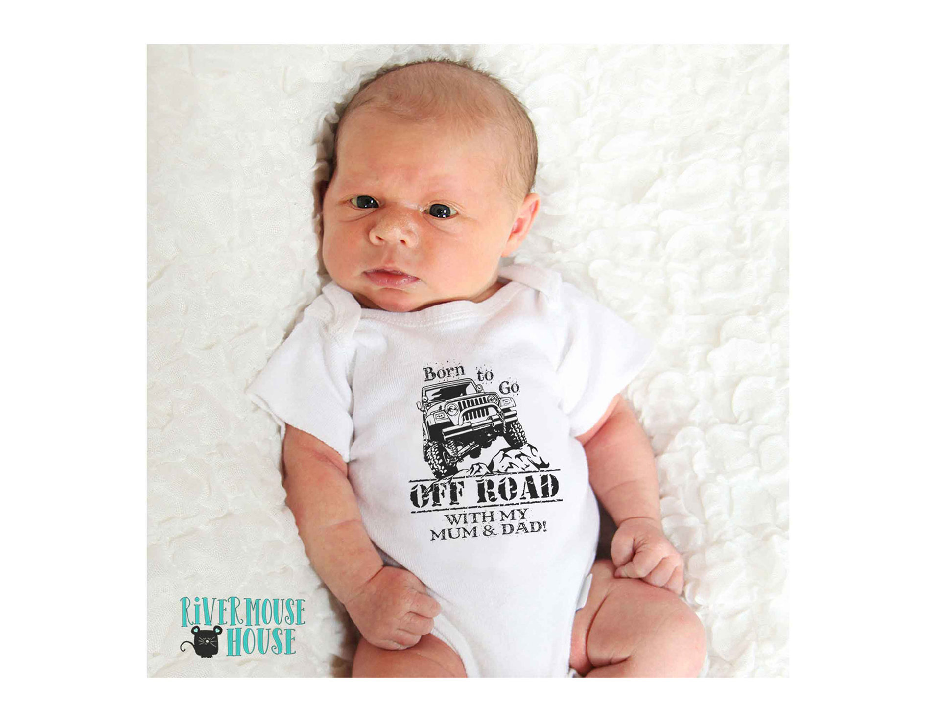 Born To Go Off Road with my Dad Baby Bodysuit, Personalised 4WD Car Romper