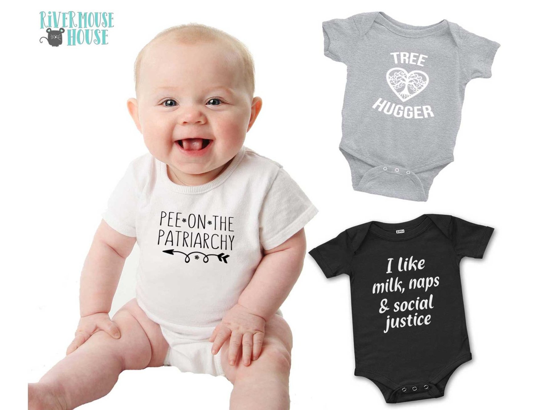 Pee on the Patriarchy funny feminist baby bodysuit