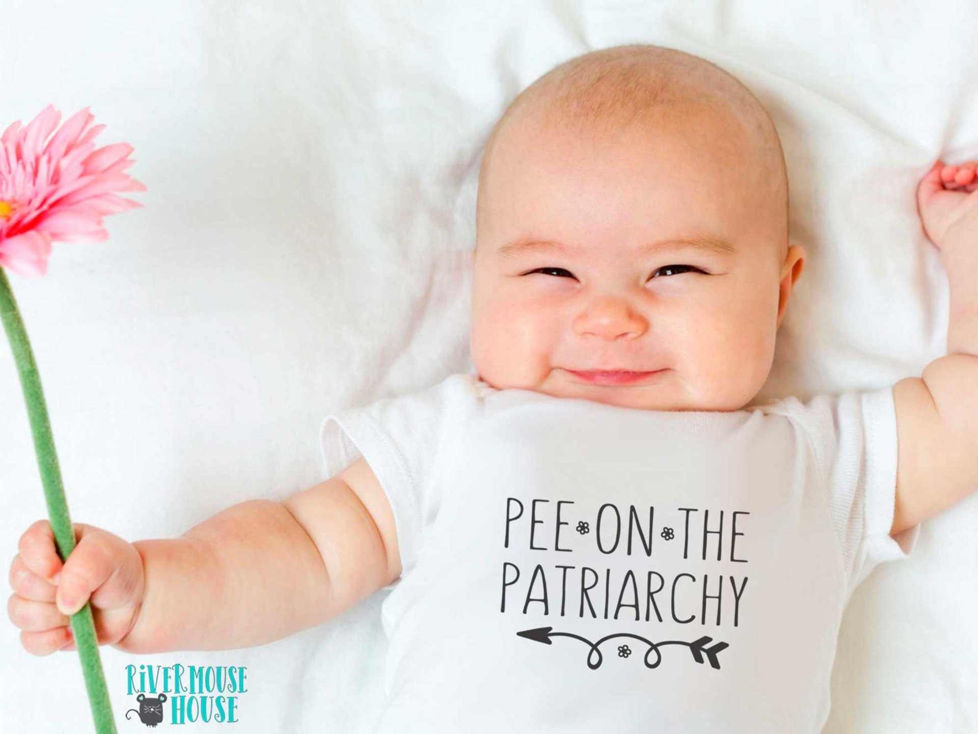 Pee on the Patriarchy funny feminist baby bodysuit