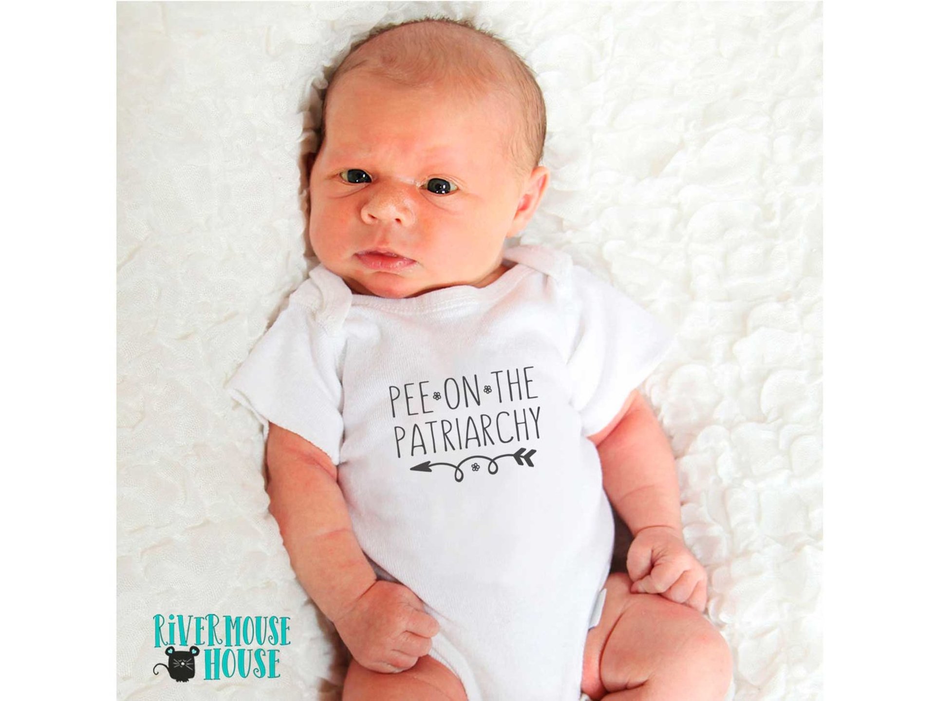 Pee On The Patriarchy Baby Bodysuit Funny Feminist Custom Print Girl Power Kids T Shirt Equality Australia Design Size Newborn to Toddler Rivermouse House