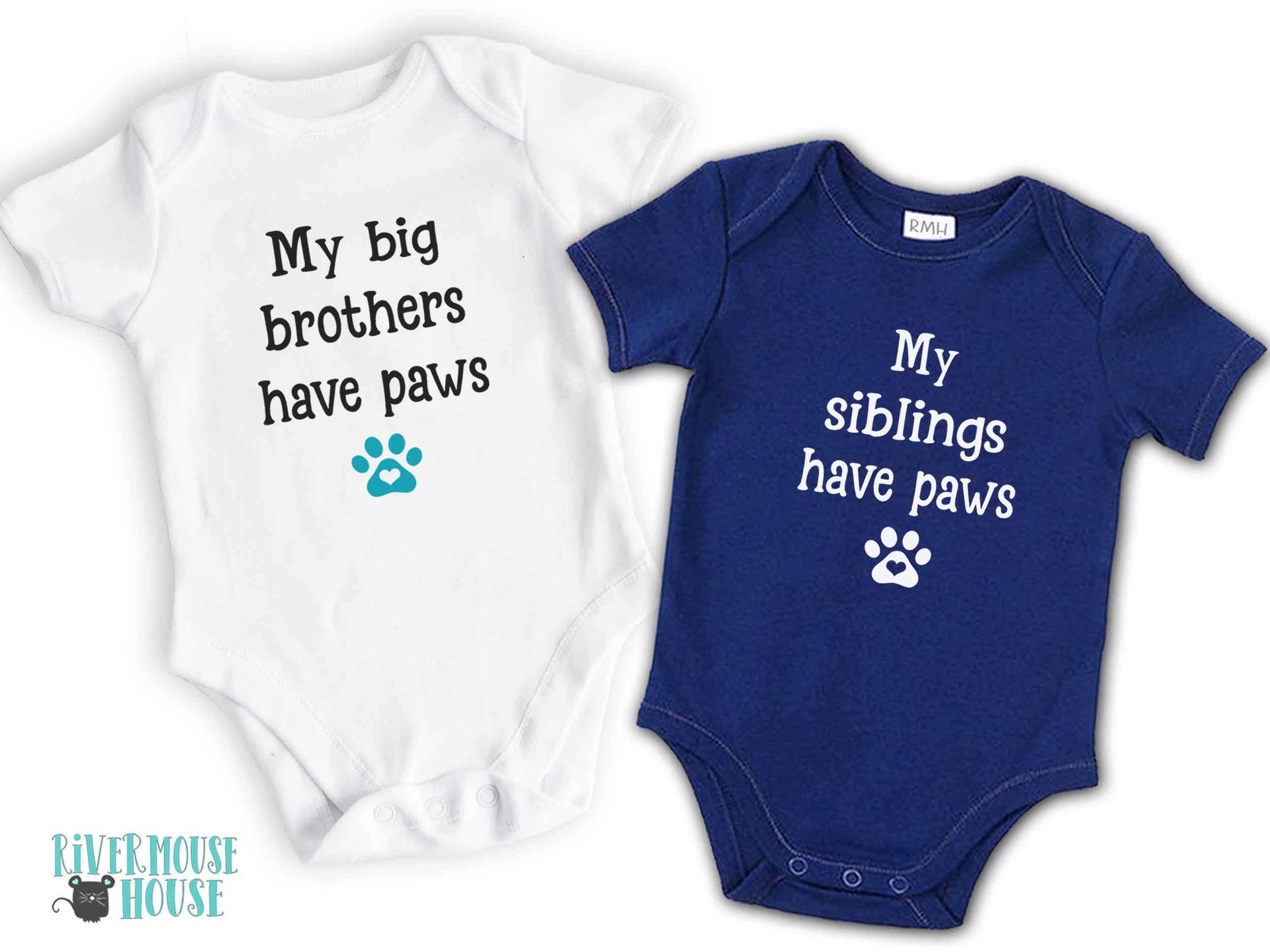 My siblings have paws baby bodysuit personalised to suit your pet family