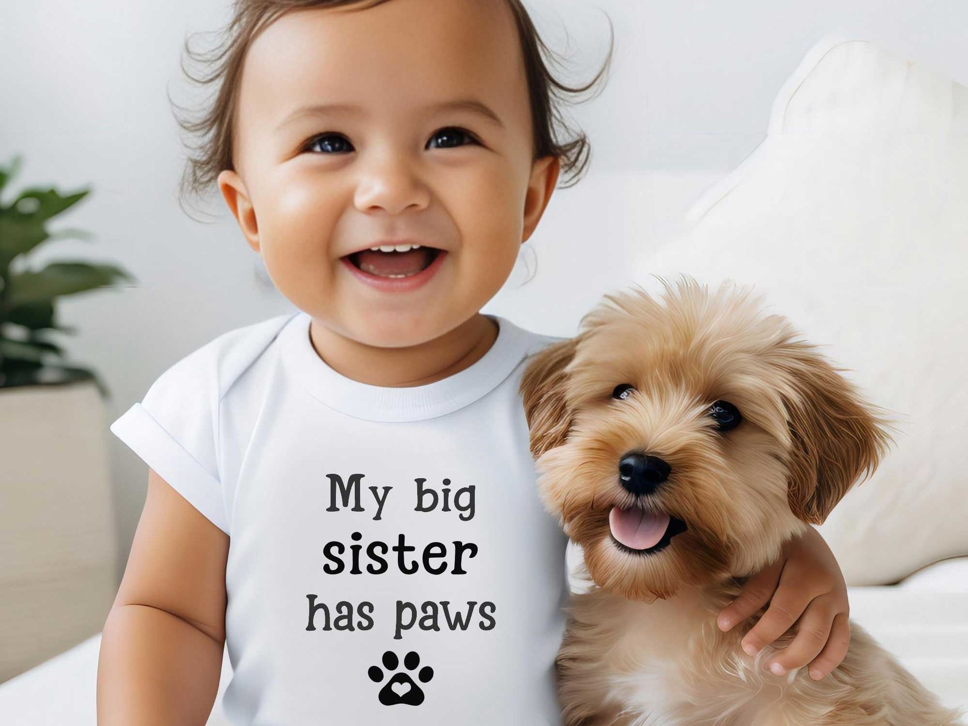 My siblings have paws baby bodysuit personalised to suit your pet family