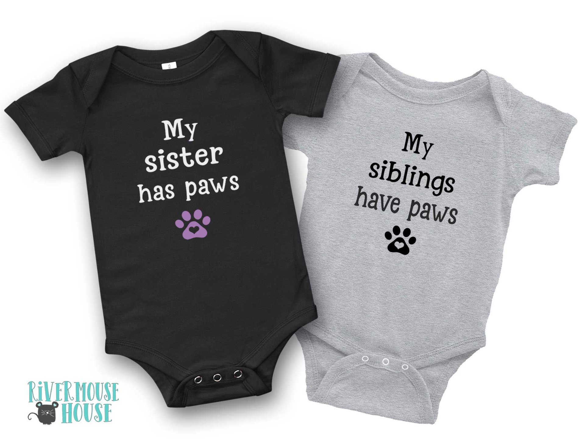 My siblings have paws baby bodysuit personalised to suit your pet family