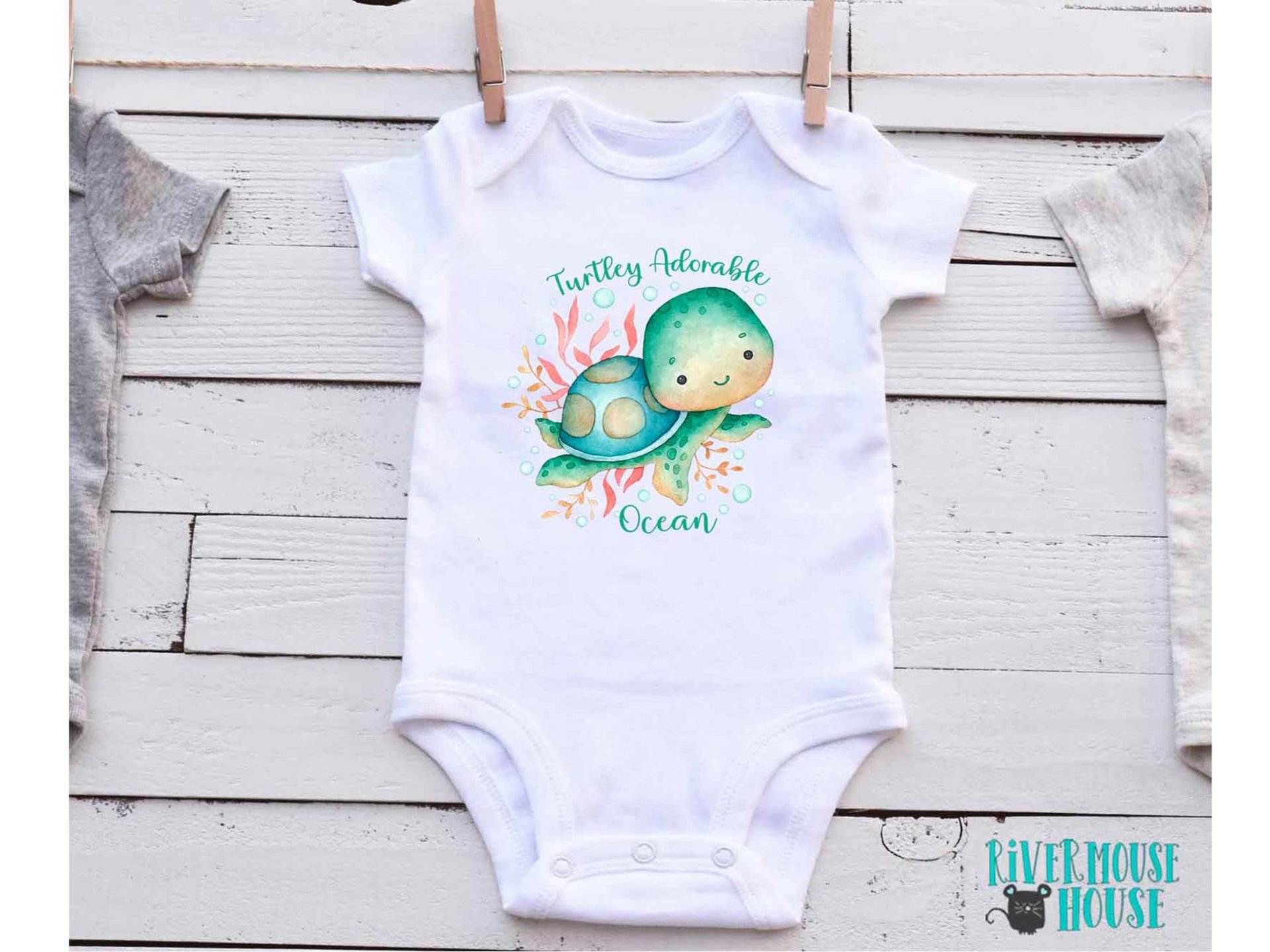 Turtley Adorable Personalised Baby Sea Turtle Bodysuit, Custom Design Ocean Lovers Gift