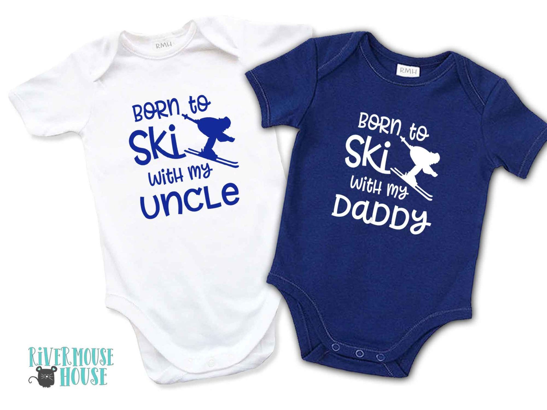 Born to ski with my Daddy snow kids baby bodysuit
