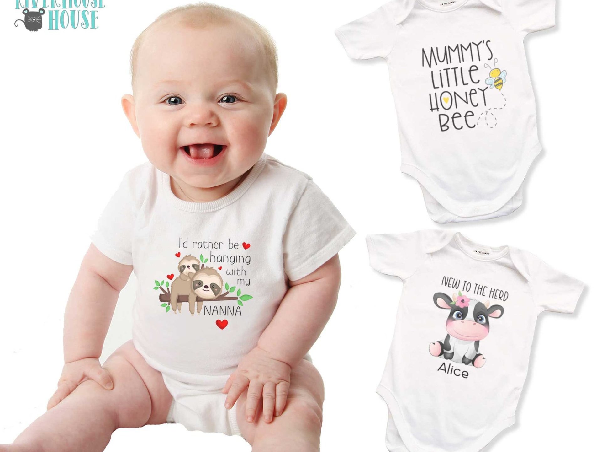 Cute sloth baby onesie, I'd rather be hanging with my nanna, aunty, uncle, Personalised to suit your family & friends