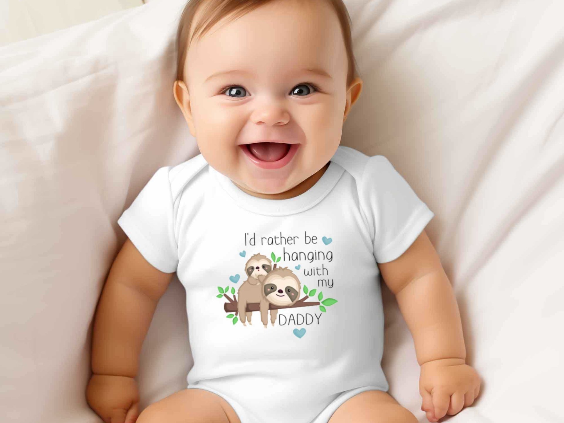 Cute sloth baby onesie, I'd rather be hanging with my nanna, aunty, uncle, Personalised to suit your family & friends
