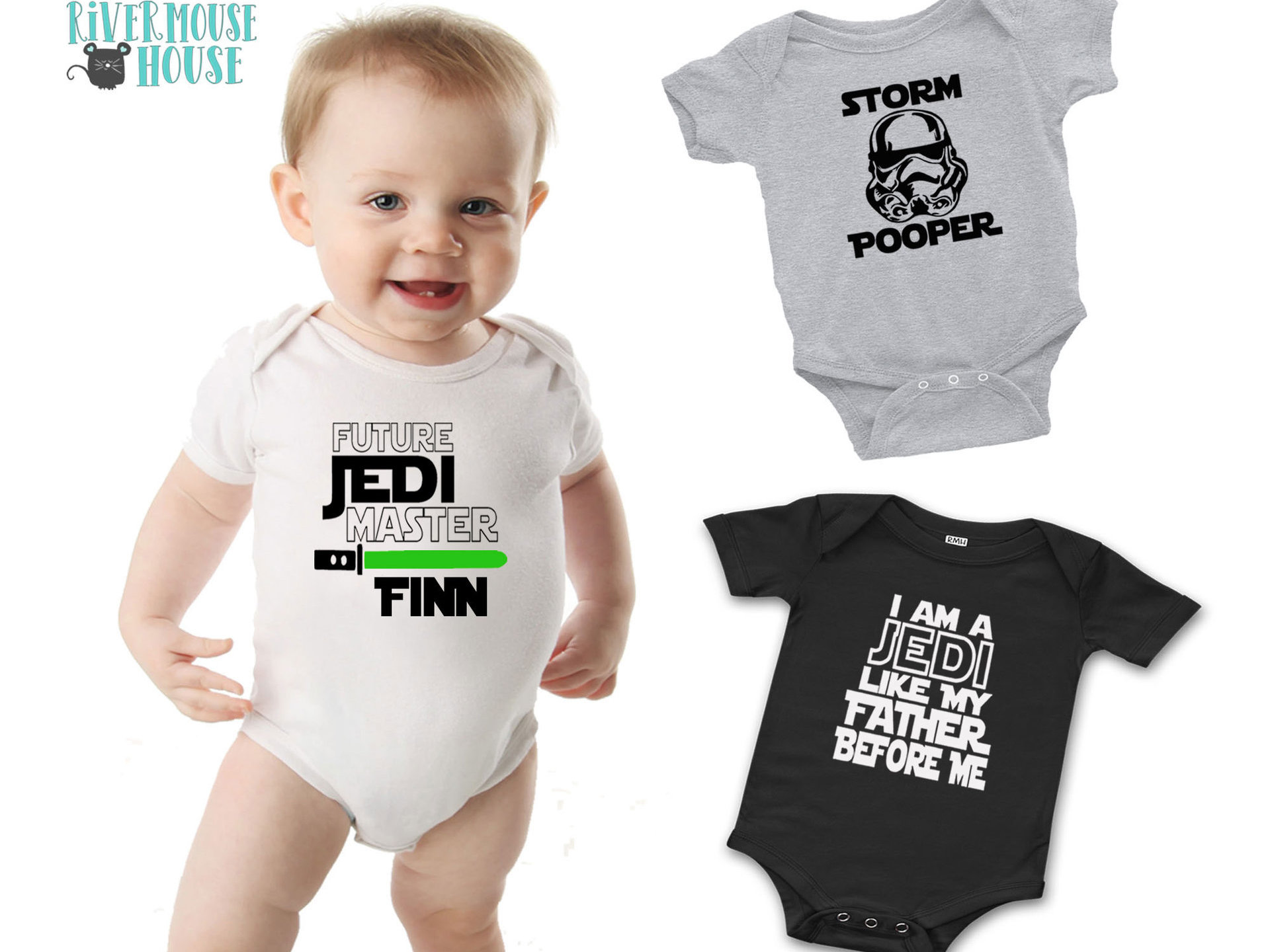 Future Jedi Master personalised baby bodysuit with custom name lightsaber