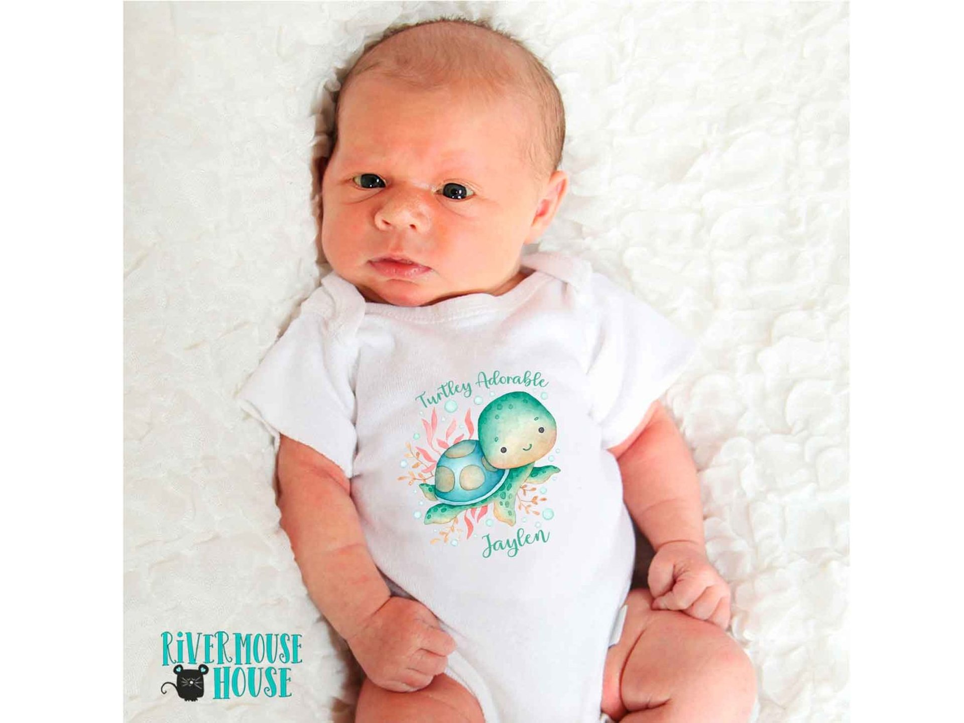 Turtley Adorable Personalised Baby Sea Turtle Bodysuit, Custom Design Ocean Lovers Gift