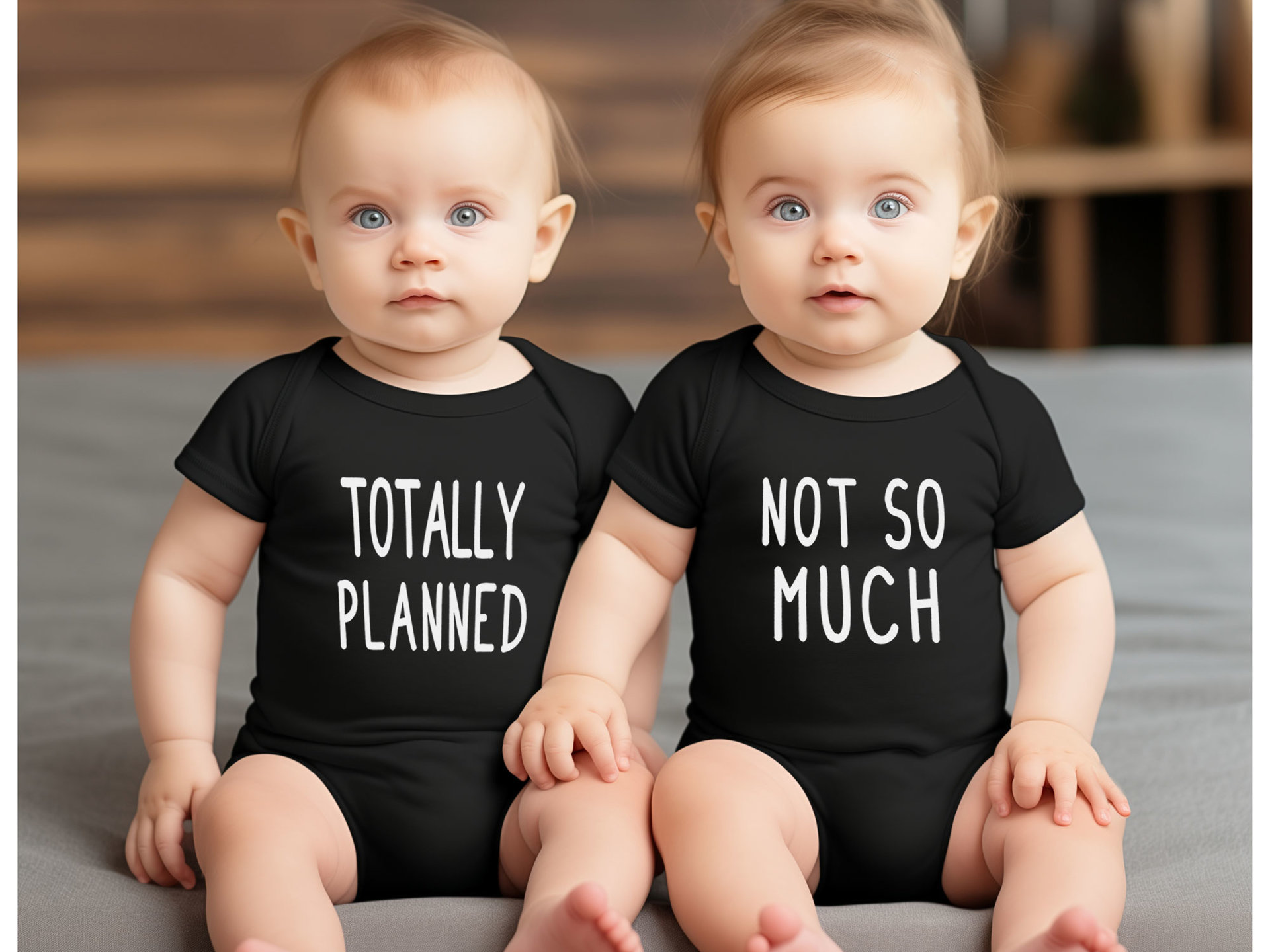 Totally Planned - Not So Much, Funny twins set of 2 baby bodysuits