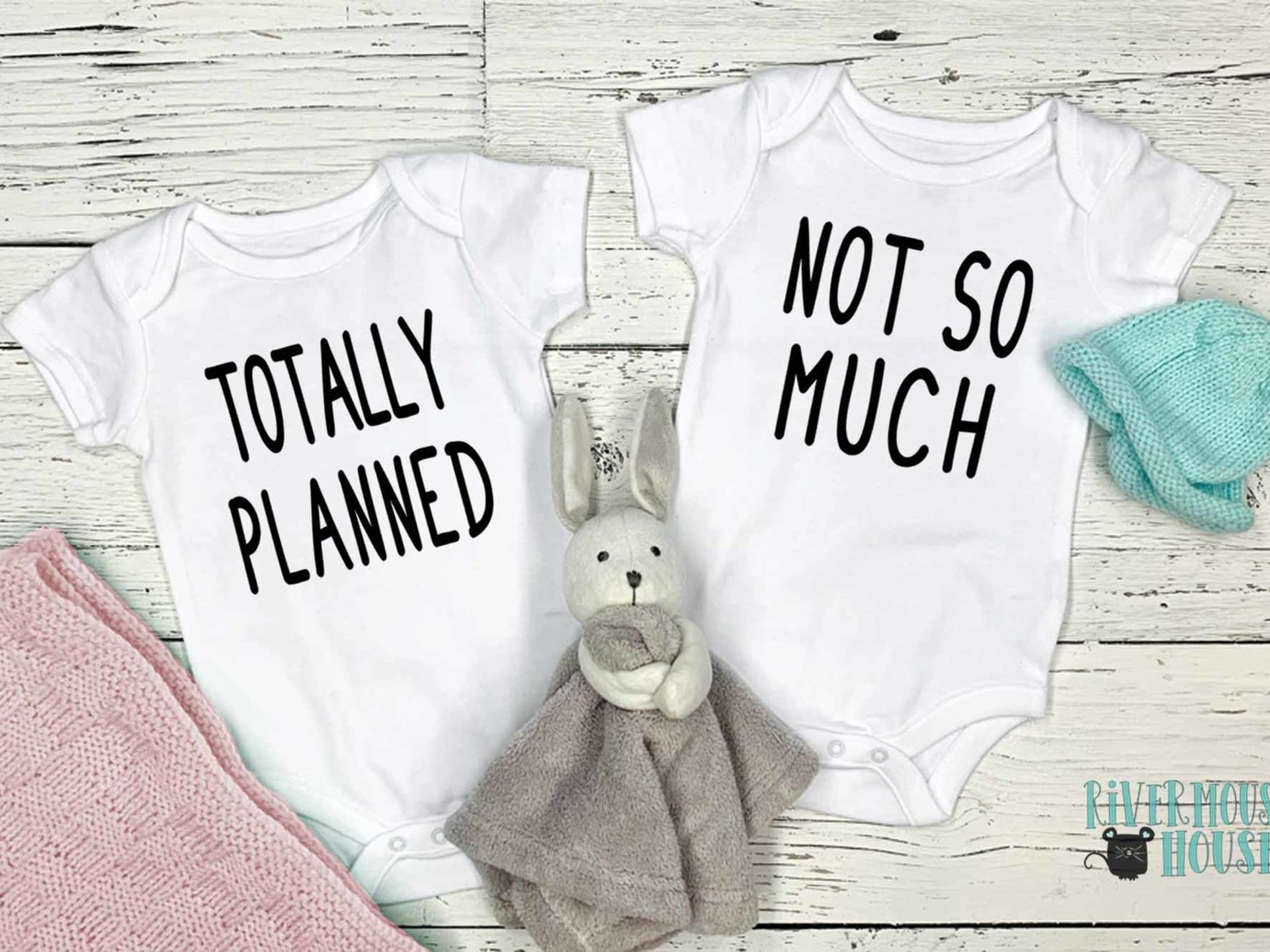 Totally Planned - Not So Much, Funny twins set of 2 baby bodysuits