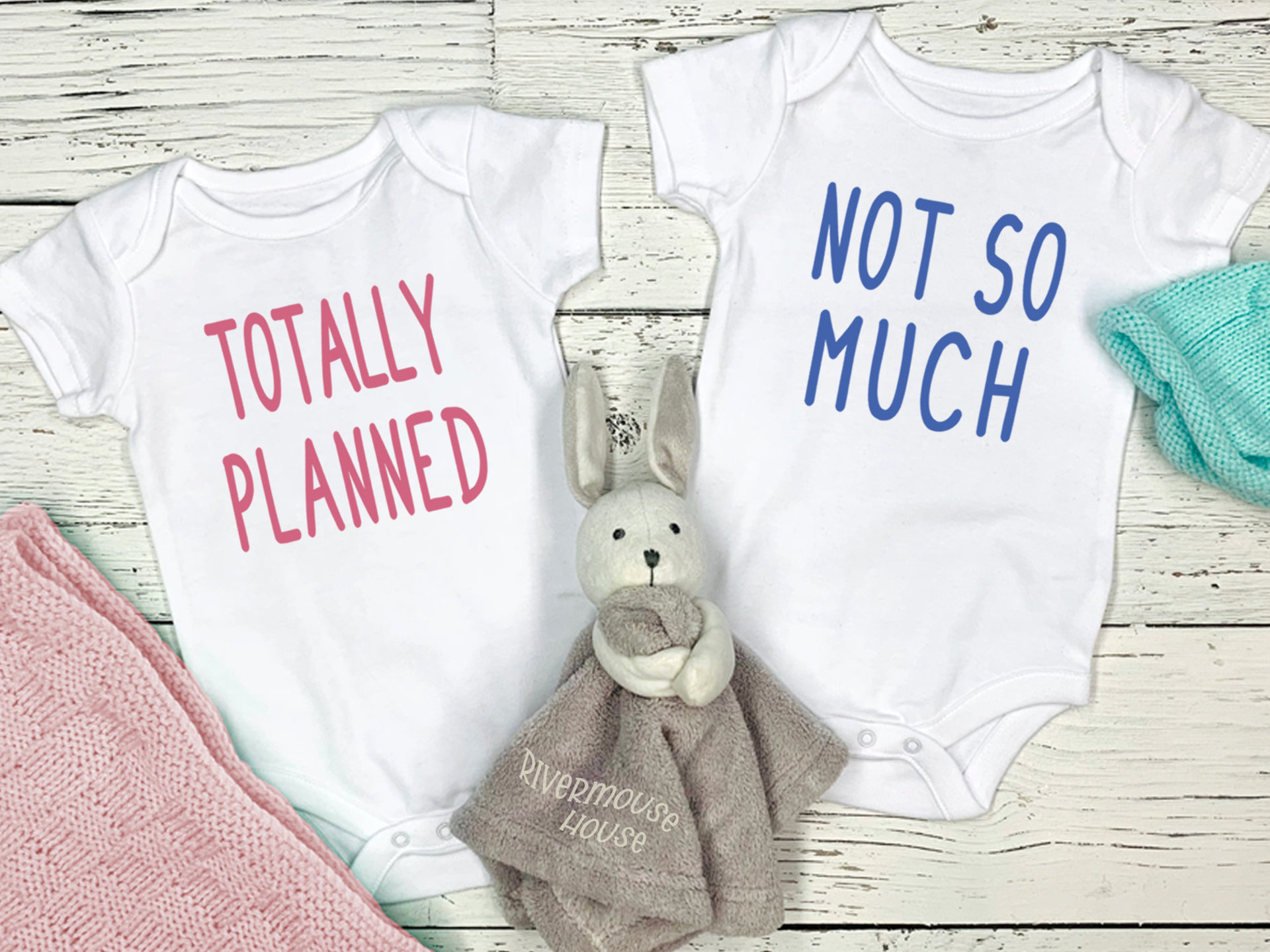 Totally Planned - Not So Much, Funny twins set of 2 baby bodysuits