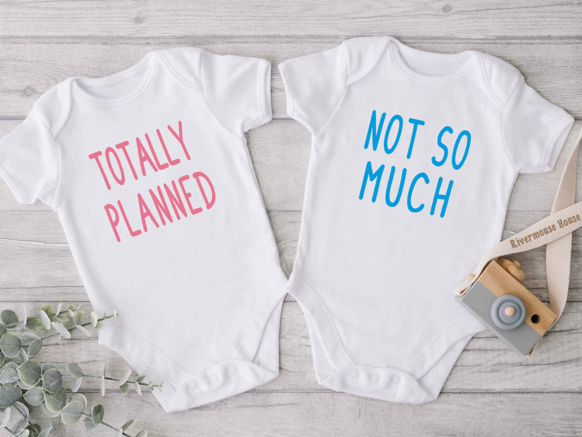 Totally Planned - Not So Much, Funny twins set of 2 baby bodysuits